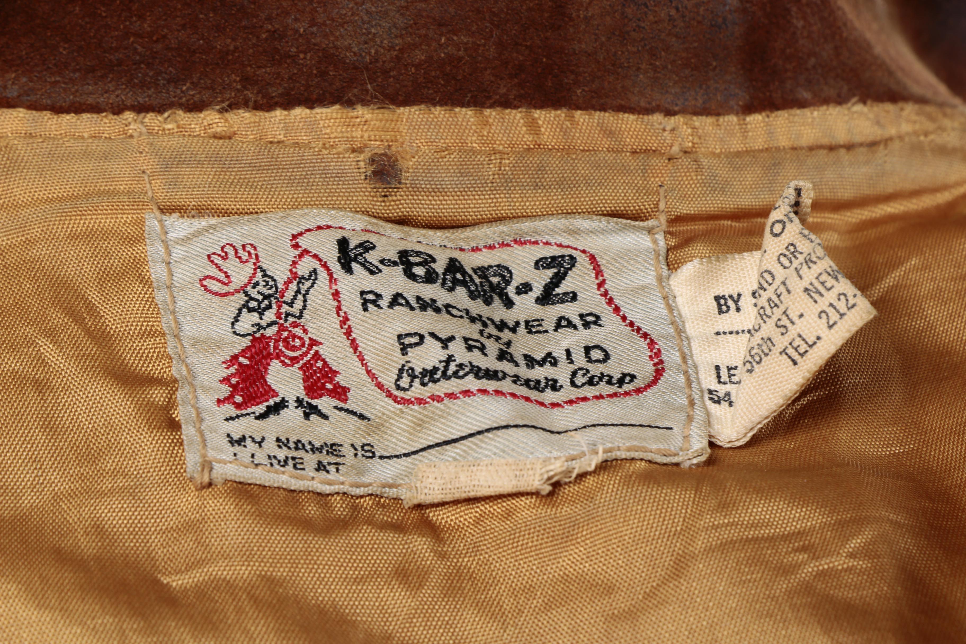 Men's Vintage K-Bar-Z Ranchwear by Pyramid Outerwear Corp Brown Suede Jacket