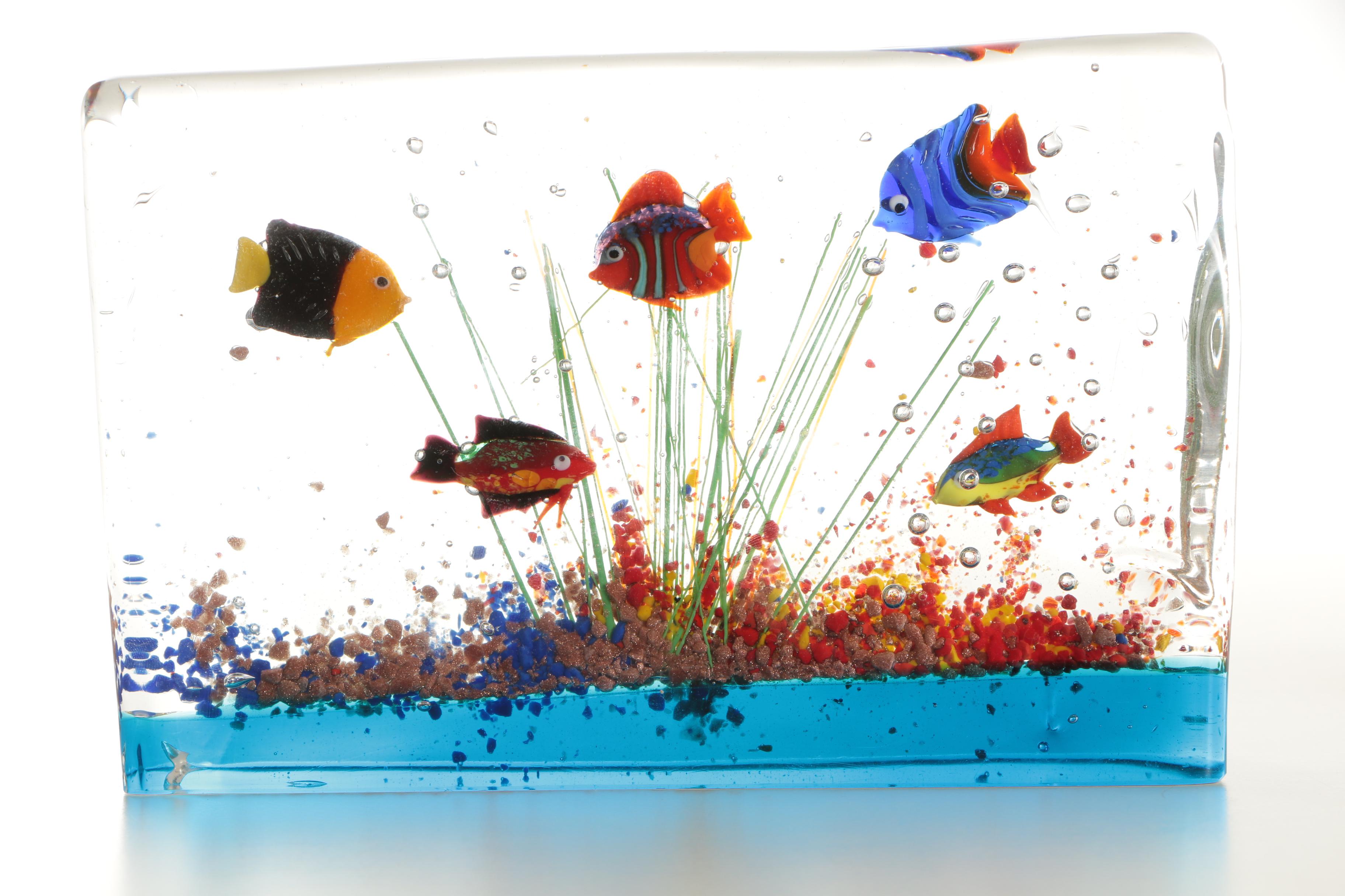 Vintage Eickholt Abstract and Murano Style Aquarium Paperweights