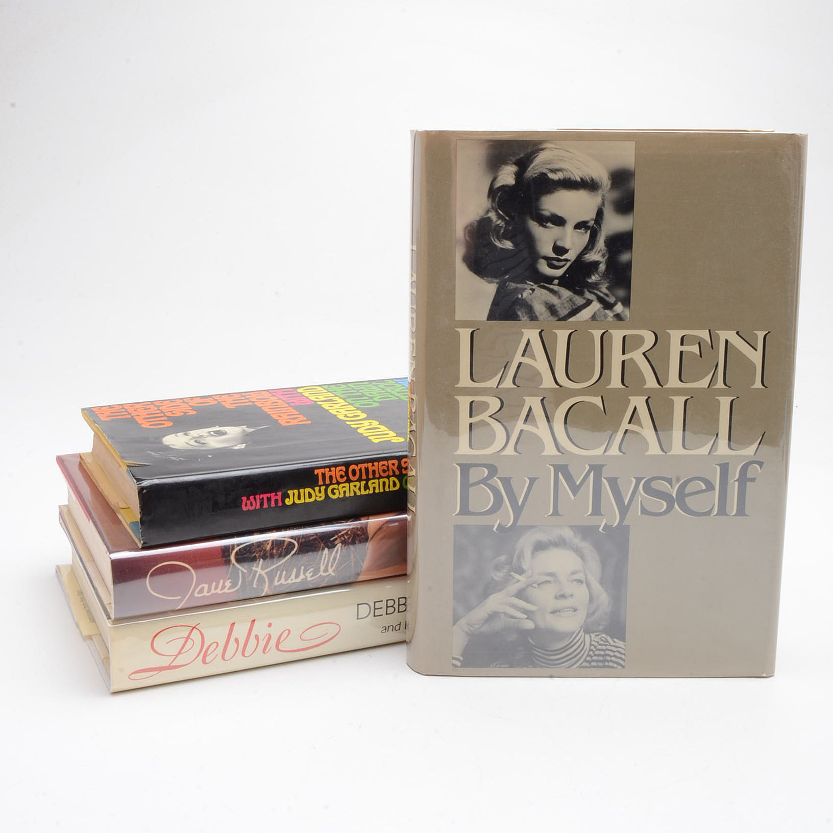 Signed Hollywood Starlet Memoirs including Bacall, Reynolds, and Garland