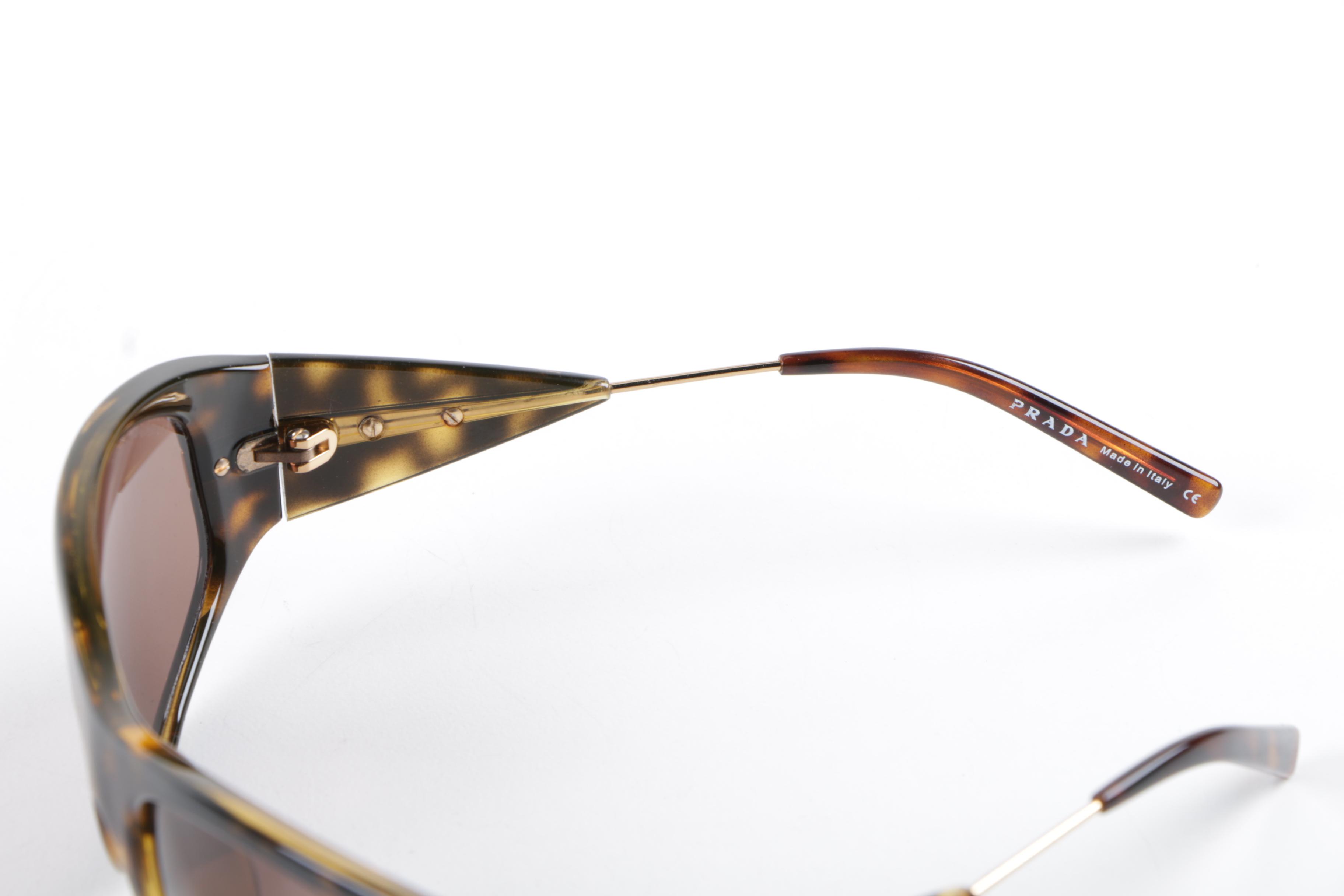 Prada SPR 071 Wrap Tortoiseshell Style Sunglasses with Case