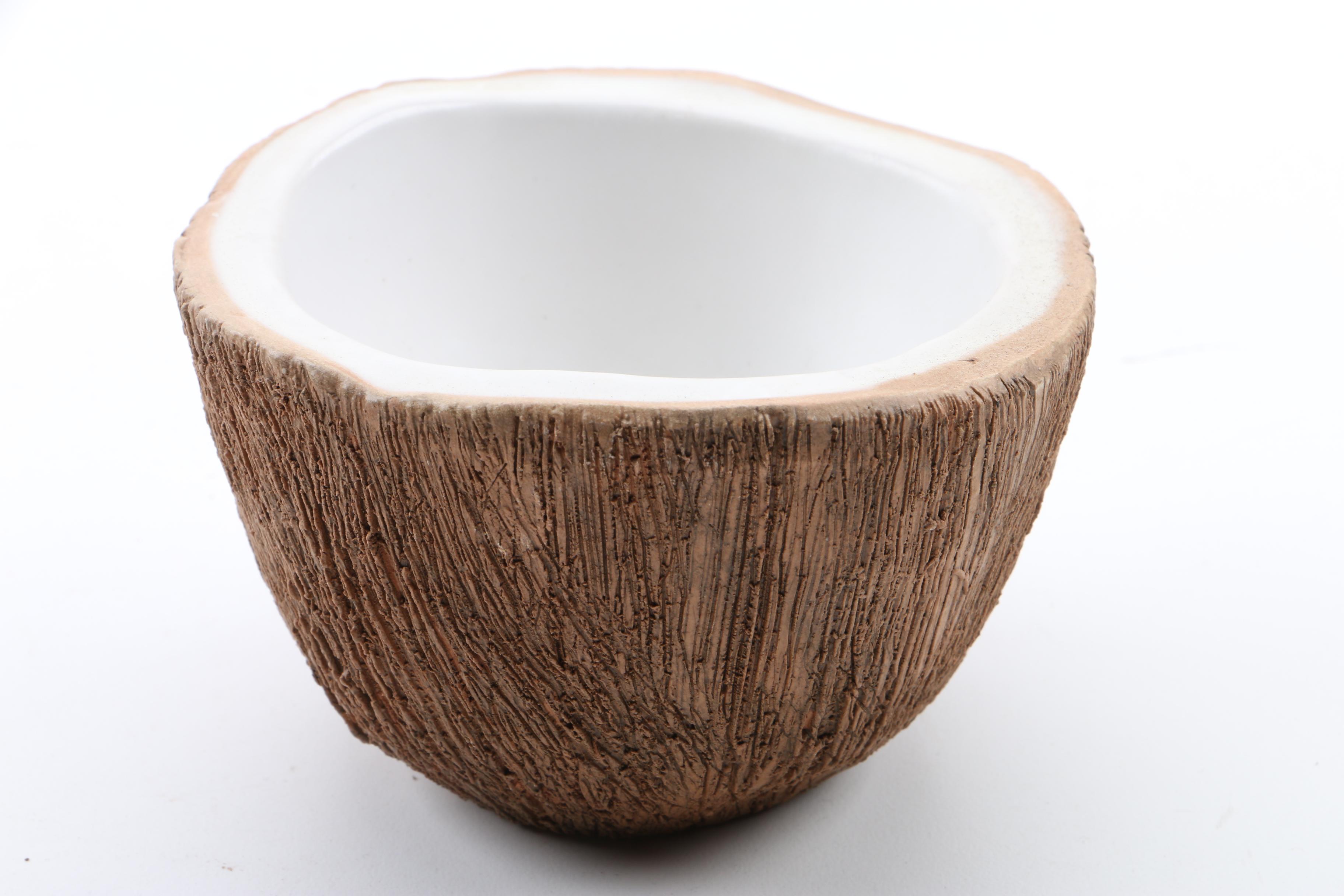 Ed Langbein Italian Pottery Coconut Shell Cocktail Glasses 1940s