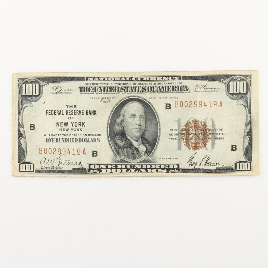 $100 Series of 1929 U.S. National Currency Banknote