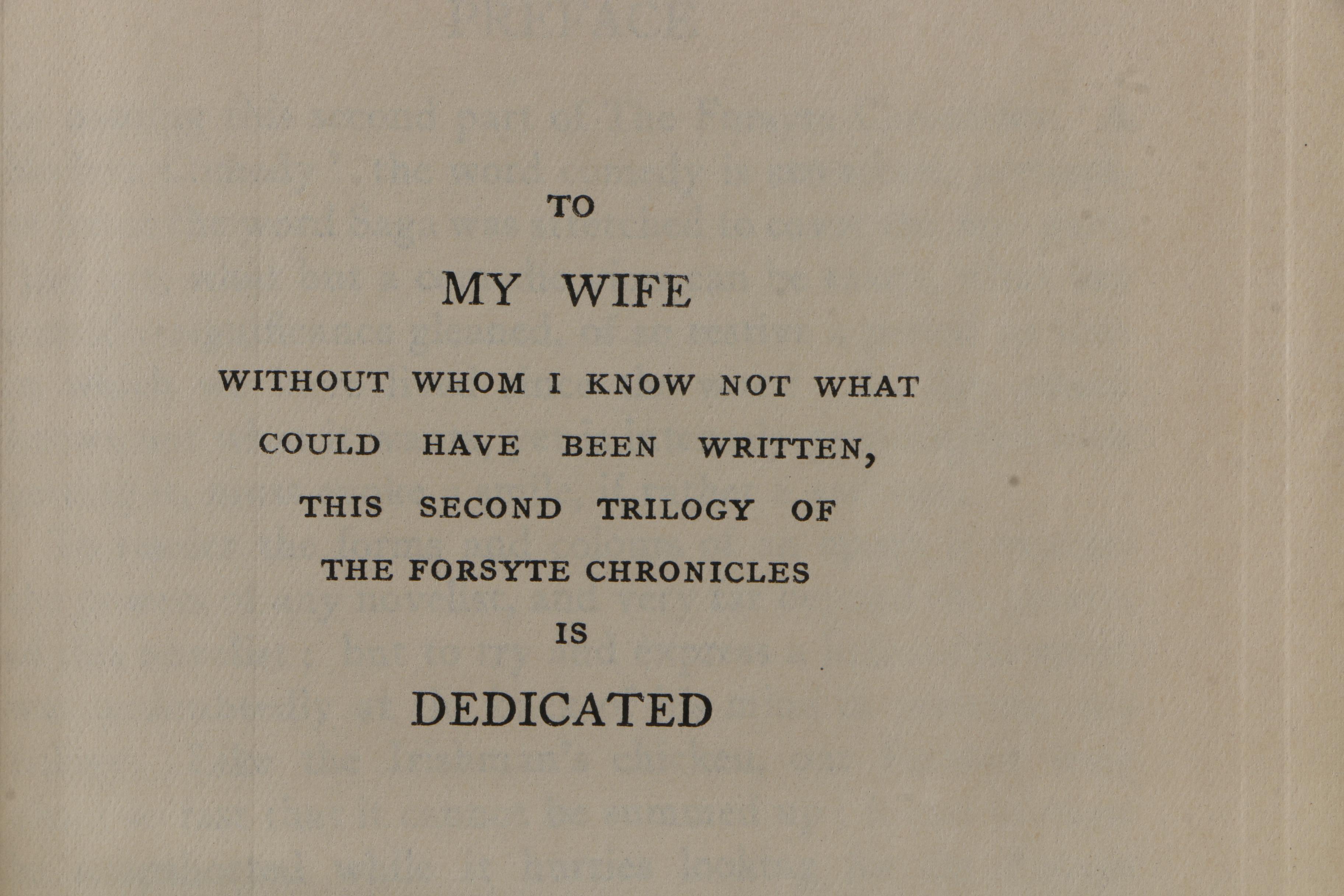 1929 "A Modern Comedy" by John Galsworthy