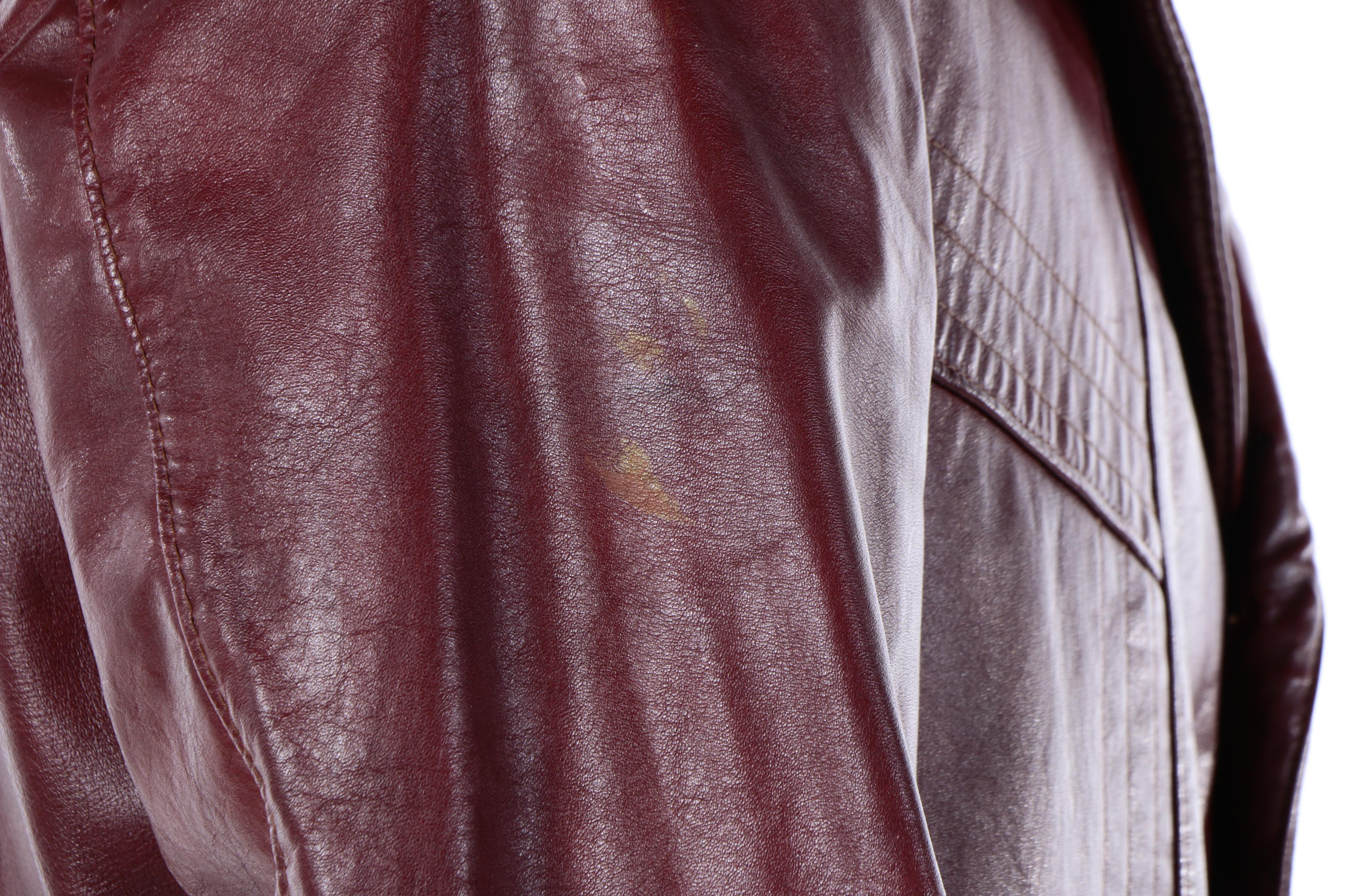 Men's Vintage Maroon Leather Jacket with Removable Fleece Liner