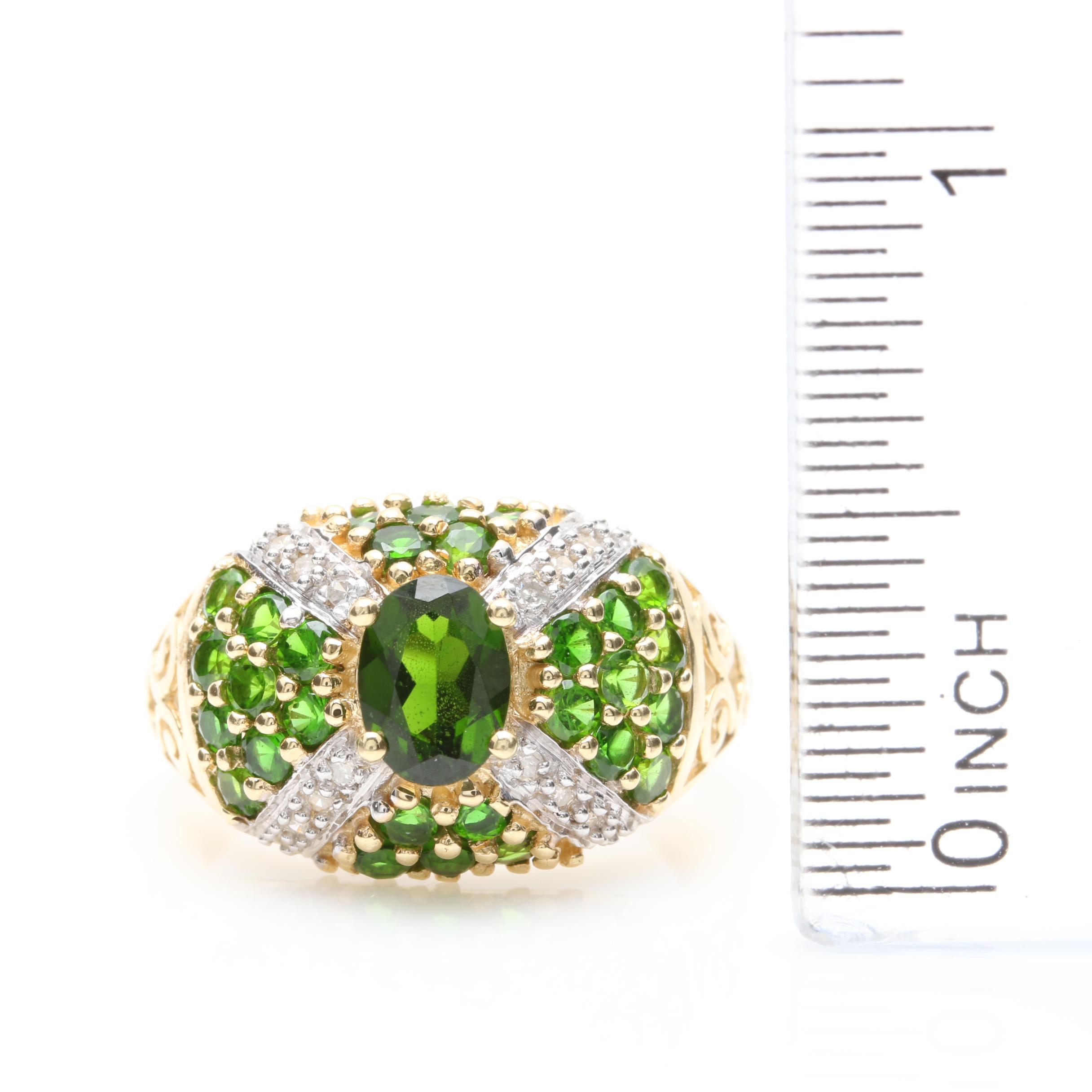 14K Yellow Gold Diopside and Diamond Ring