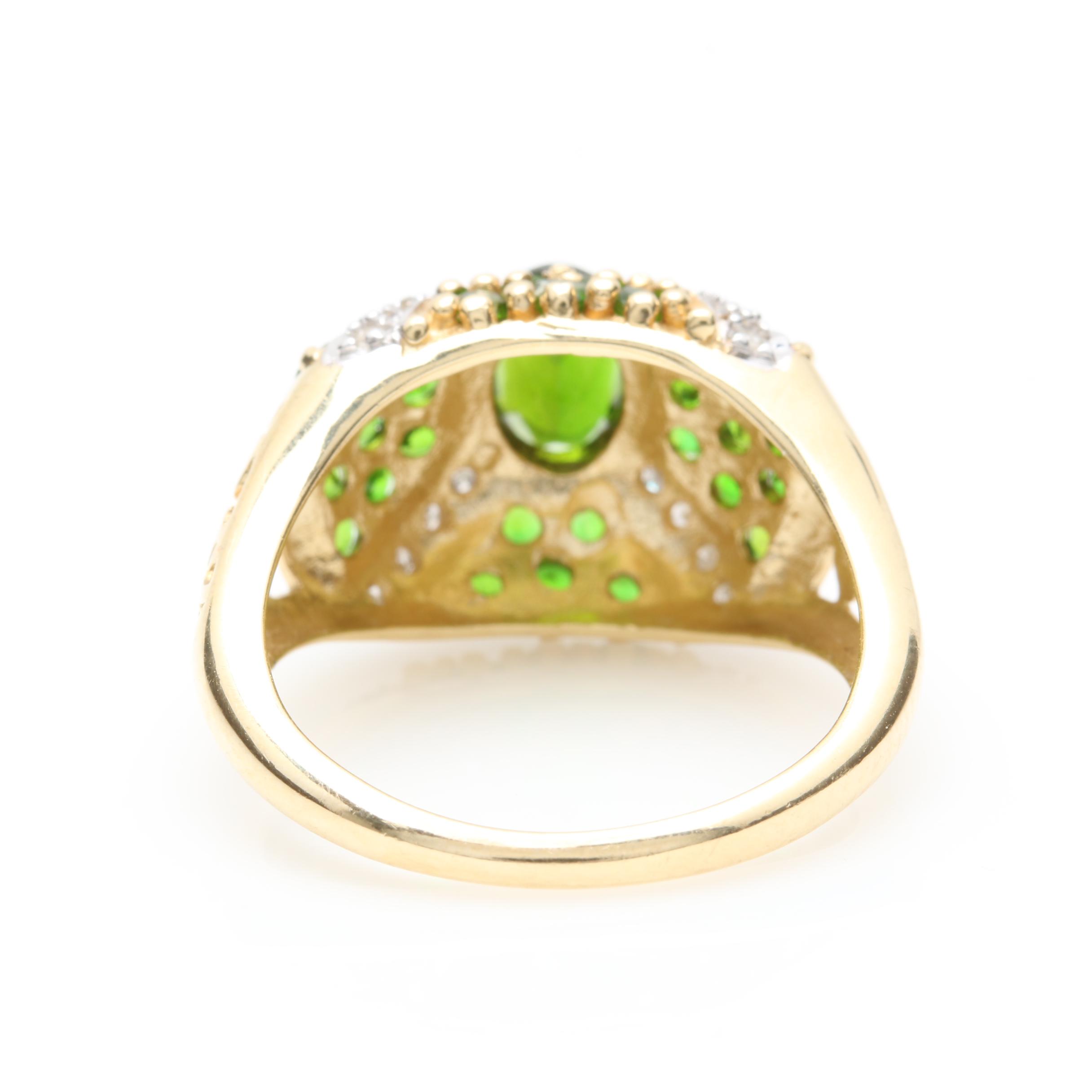 14K Yellow Gold Diopside and Diamond Ring