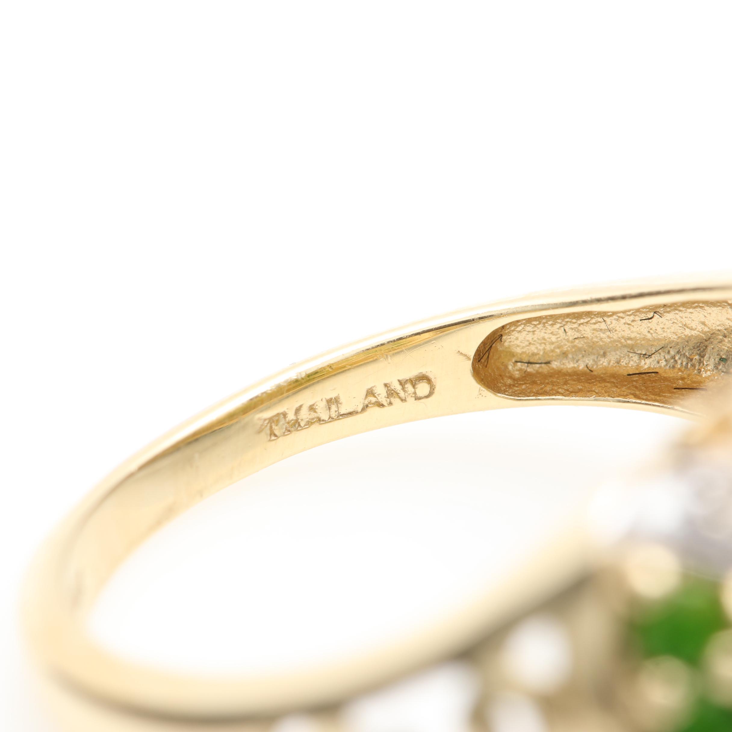 14K Yellow Gold Diopside and Diamond Ring