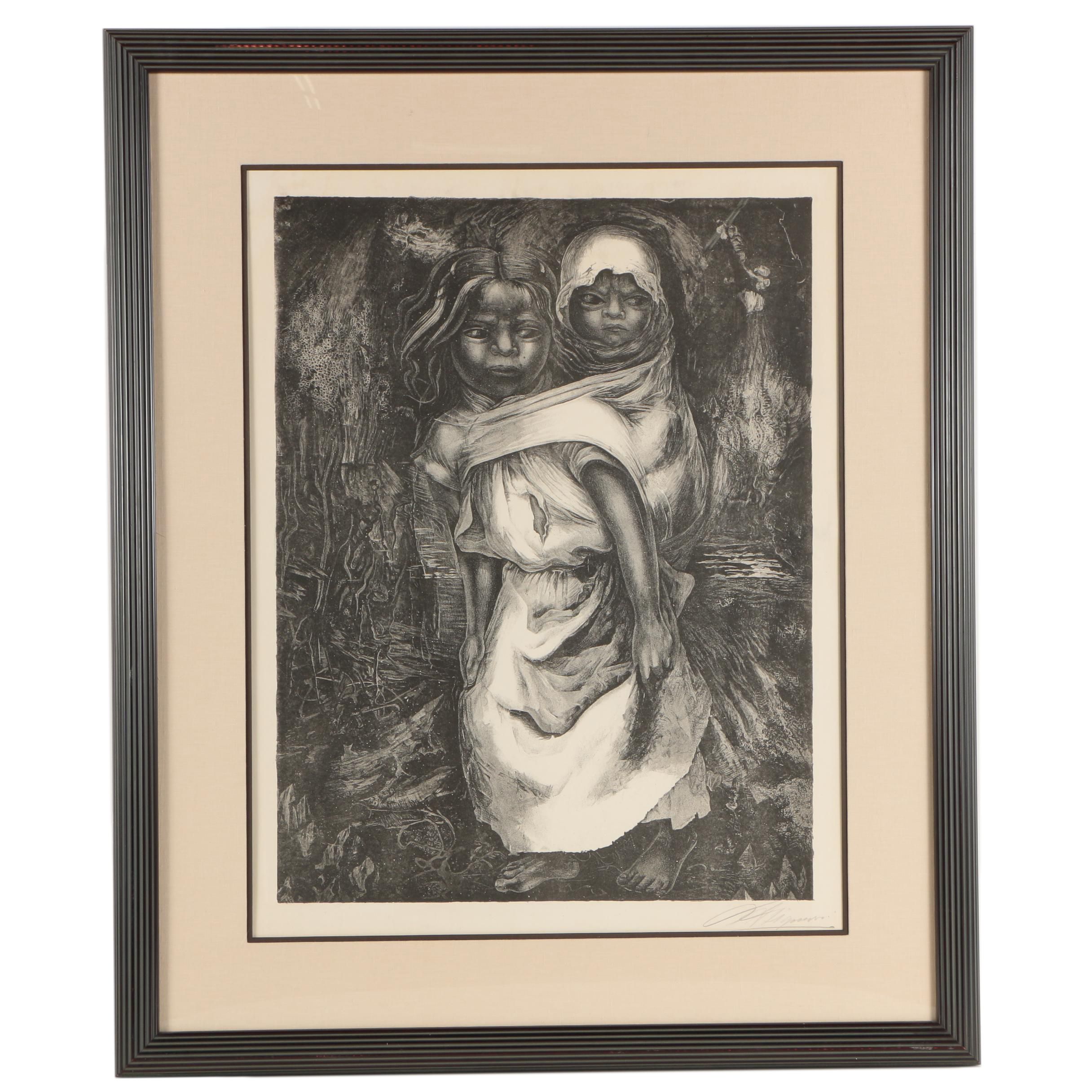 David Alfaro Siqueiros Lithograph "Niña Madre"