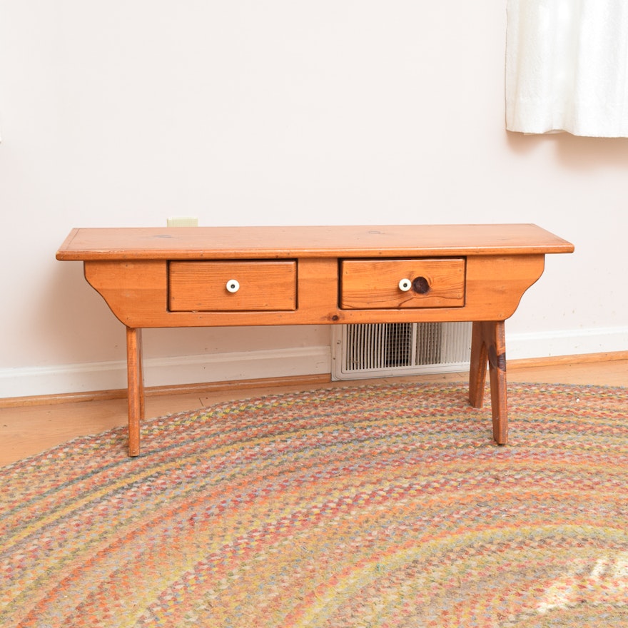 Vintage Pine Two-Drawer Console Table
