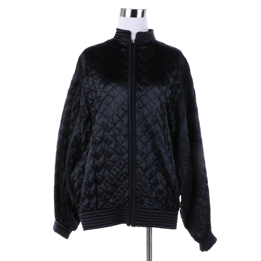 Women's Vintage Valentino Boutique Black Quilted Silk Jacket