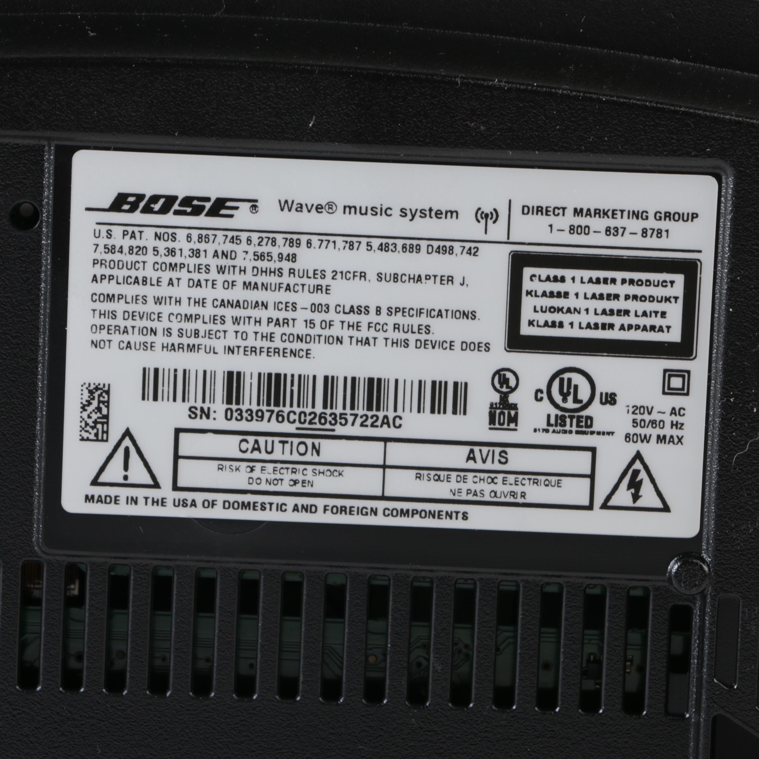 Bose "Wave" Music System, CD Player and Remote