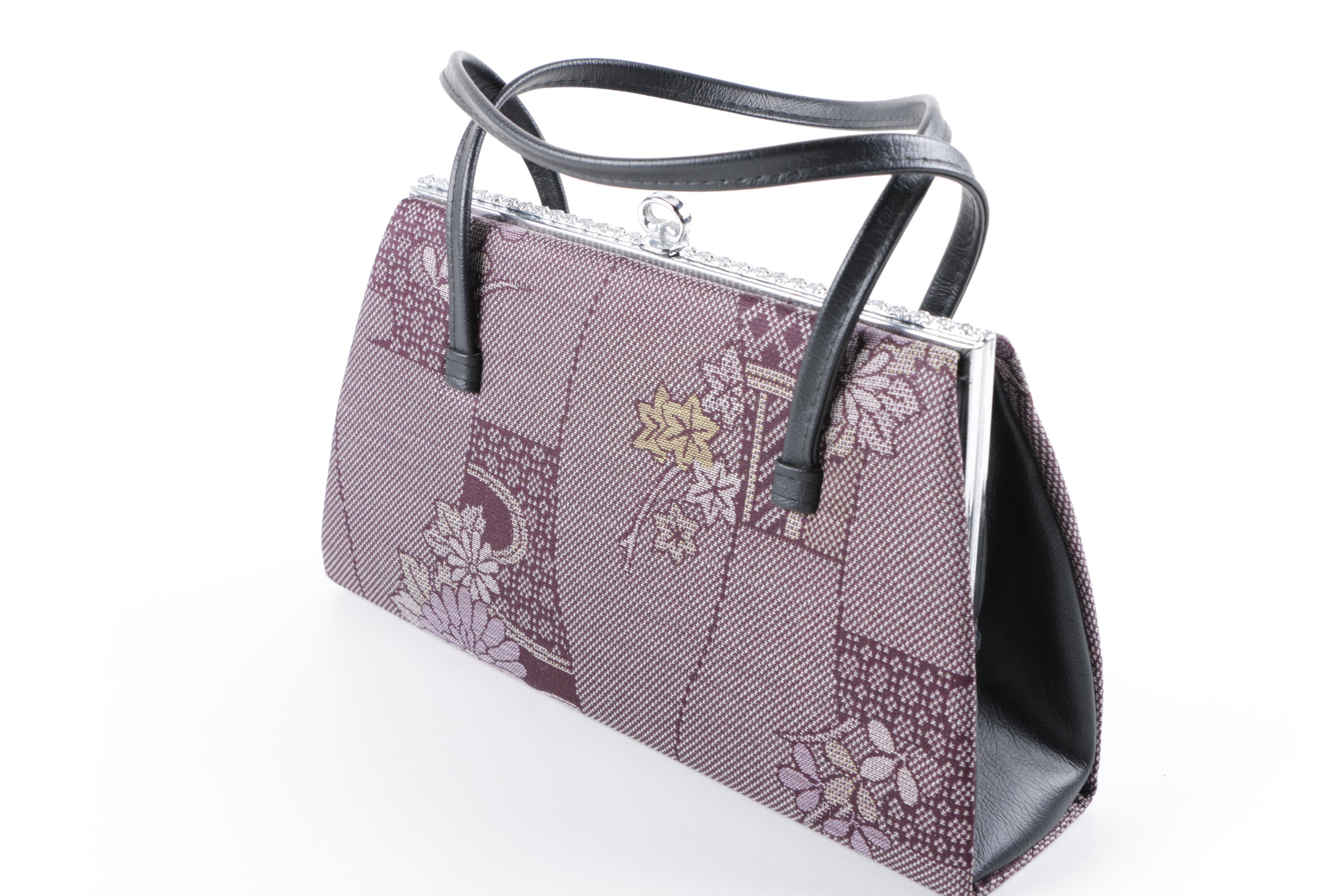 Patterned Jacquard Hinge Frame Evening Handbags