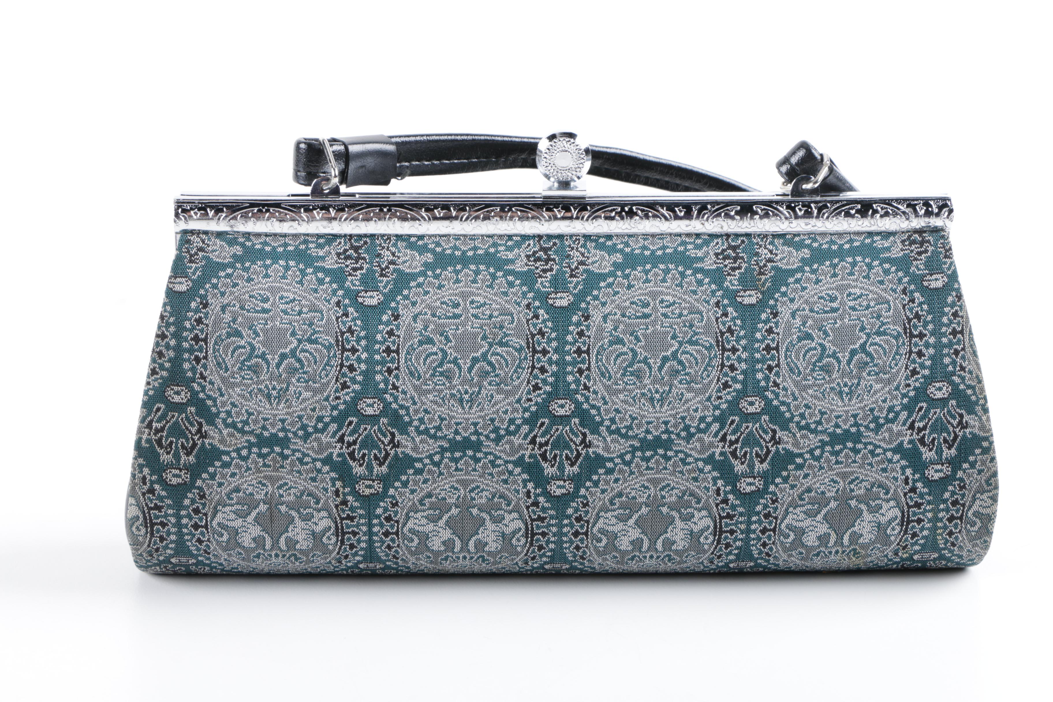 Patterned Jacquard Hinge Frame Evening Handbags