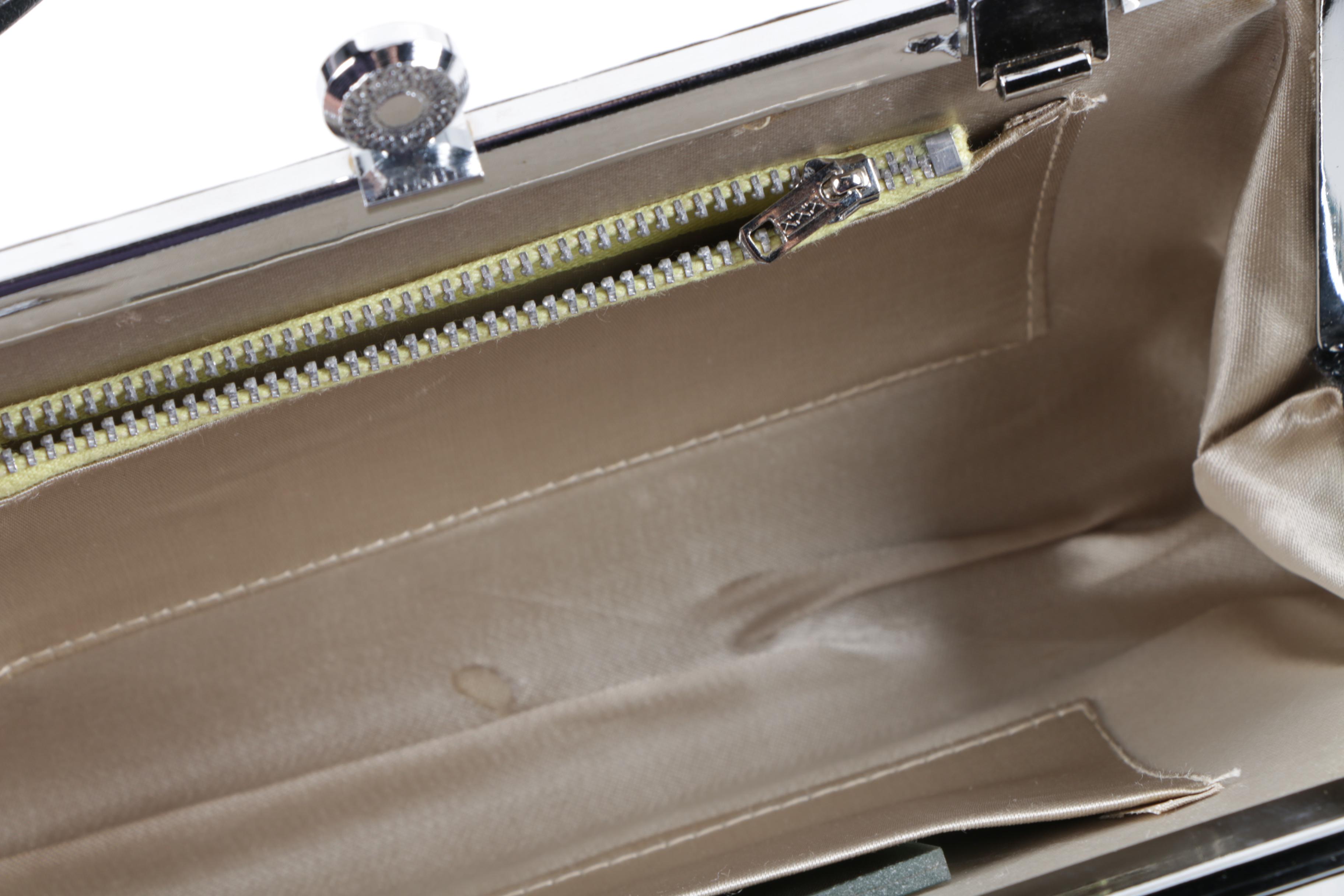 Patterned Jacquard Hinge Frame Evening Handbags