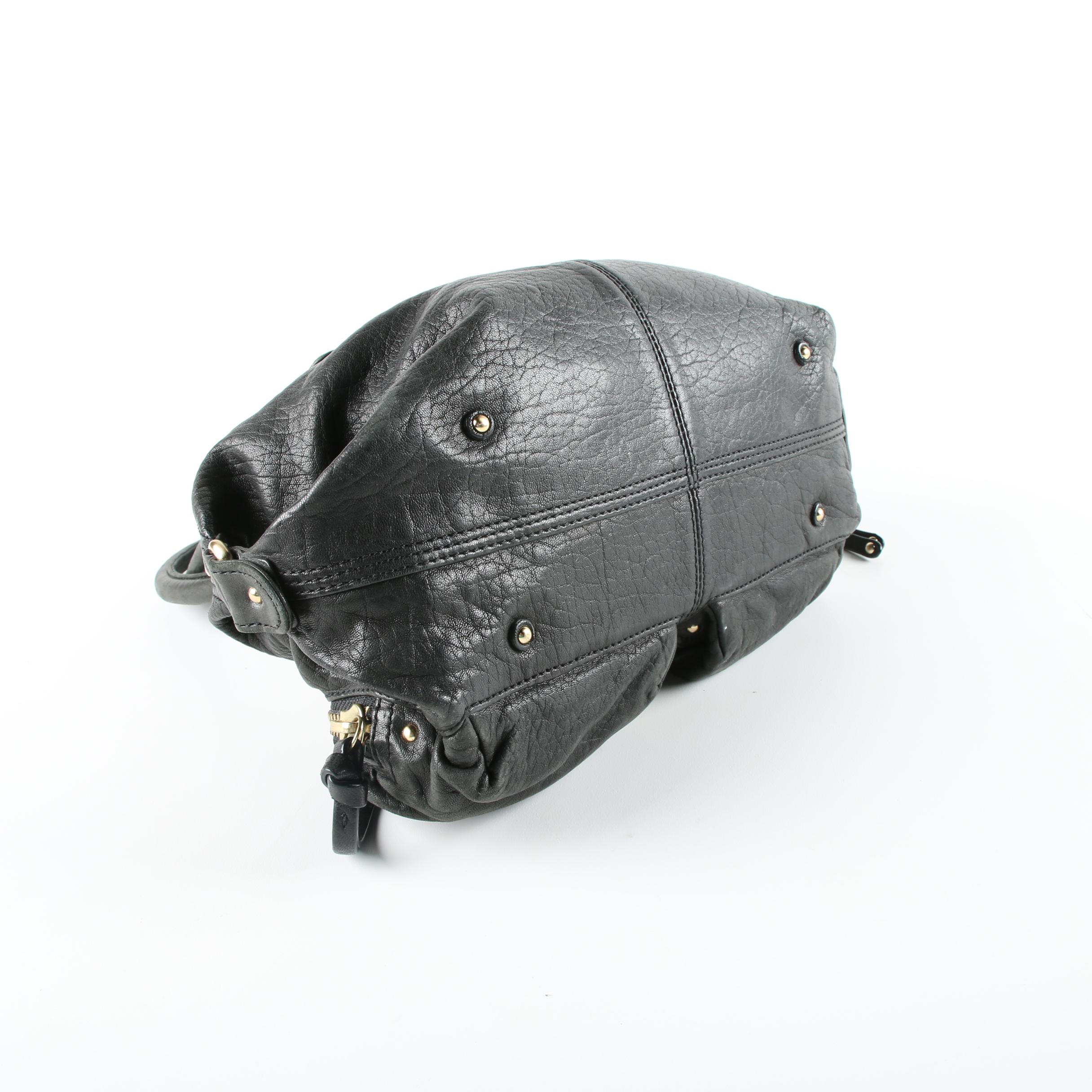 Botkier Black Leather Double Zip-Pocket Satchel