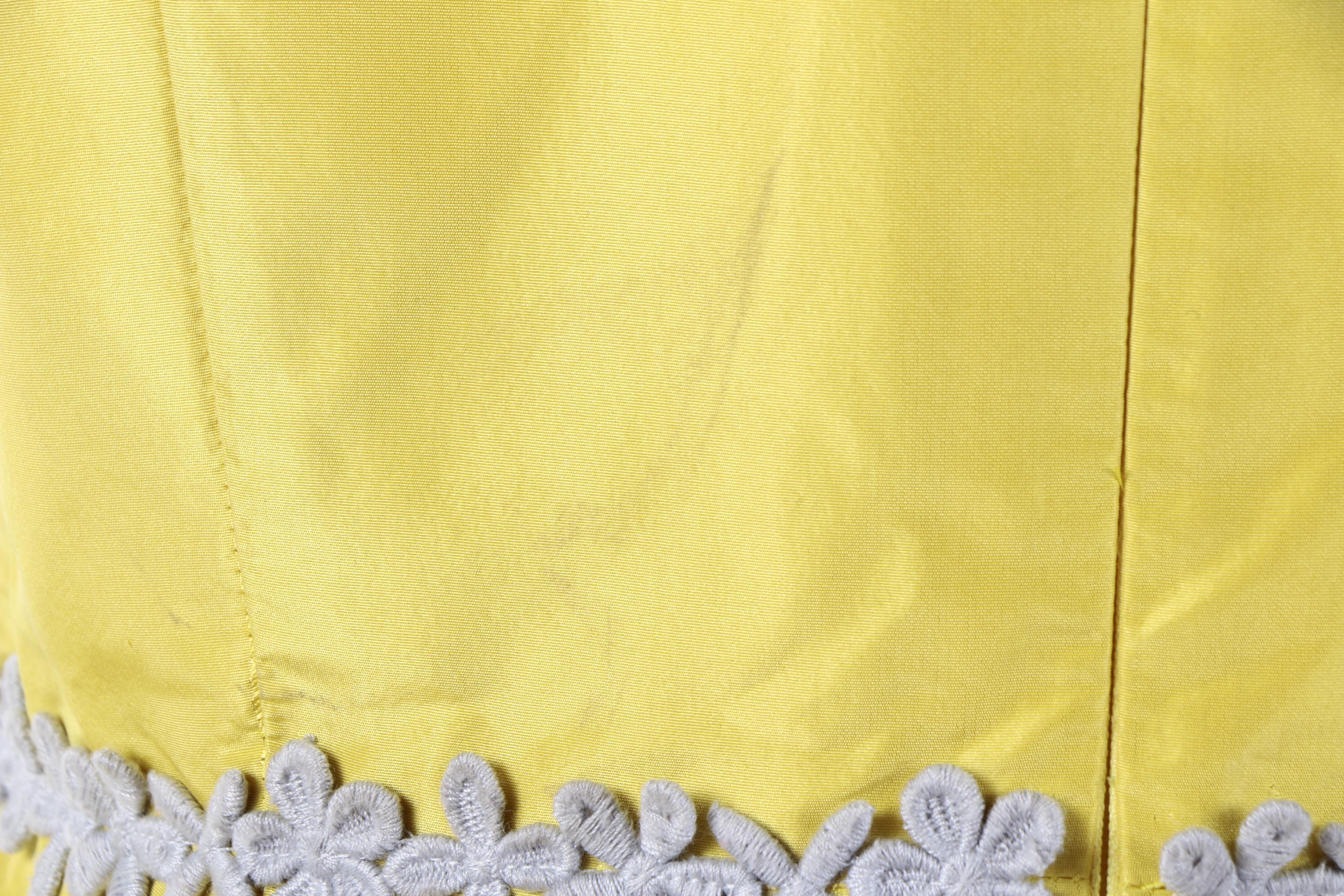 J. Crew Yellow Silk Taffeta Sleeveless Cocktail Dress with Floral Trim