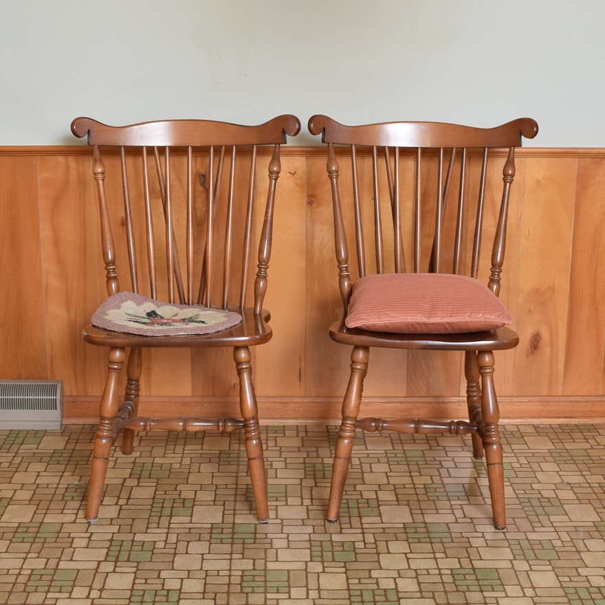 Two Colonial Style Windsor Maple Chairs