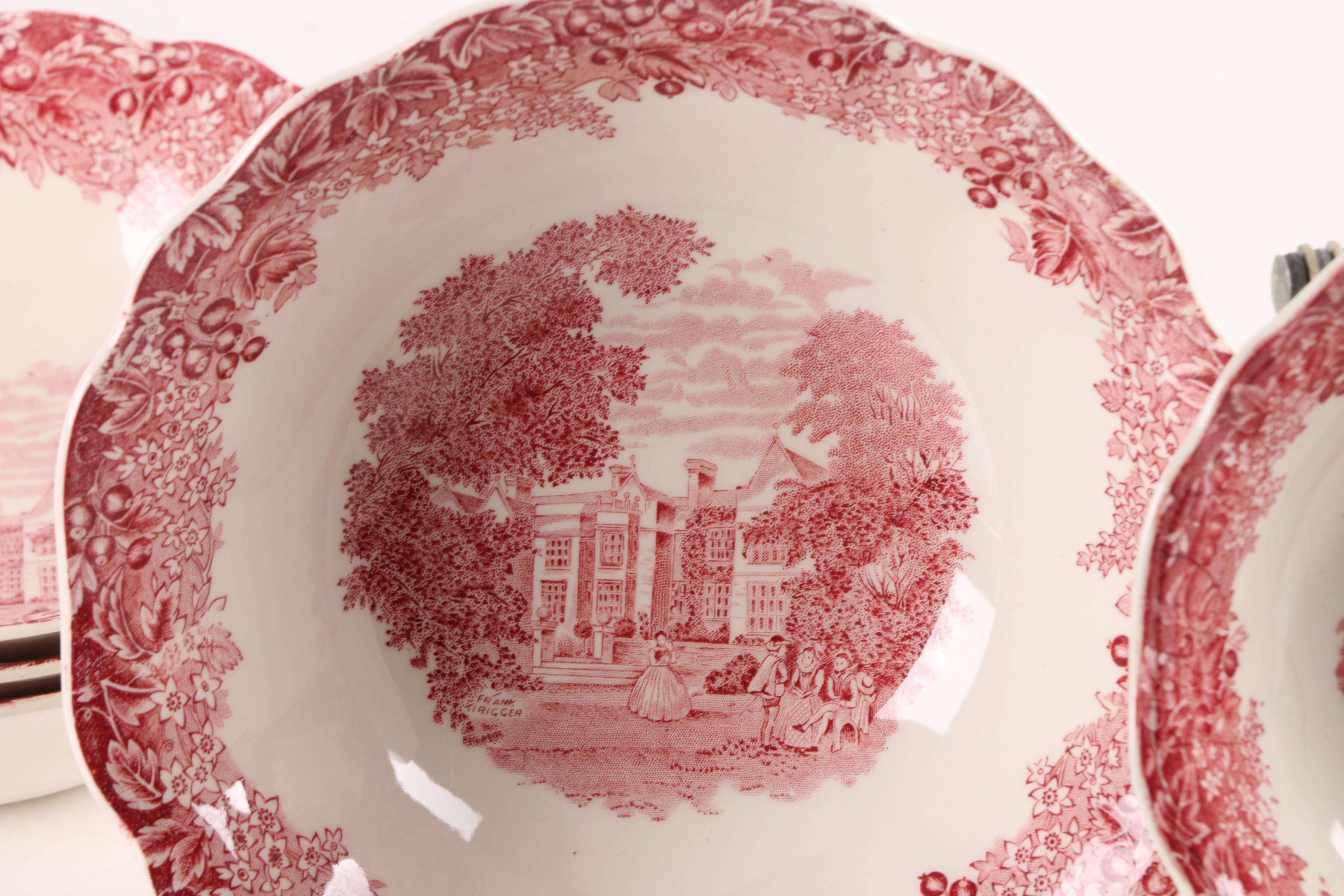 J & G Meakin "Romantic England Red" Dinnerware