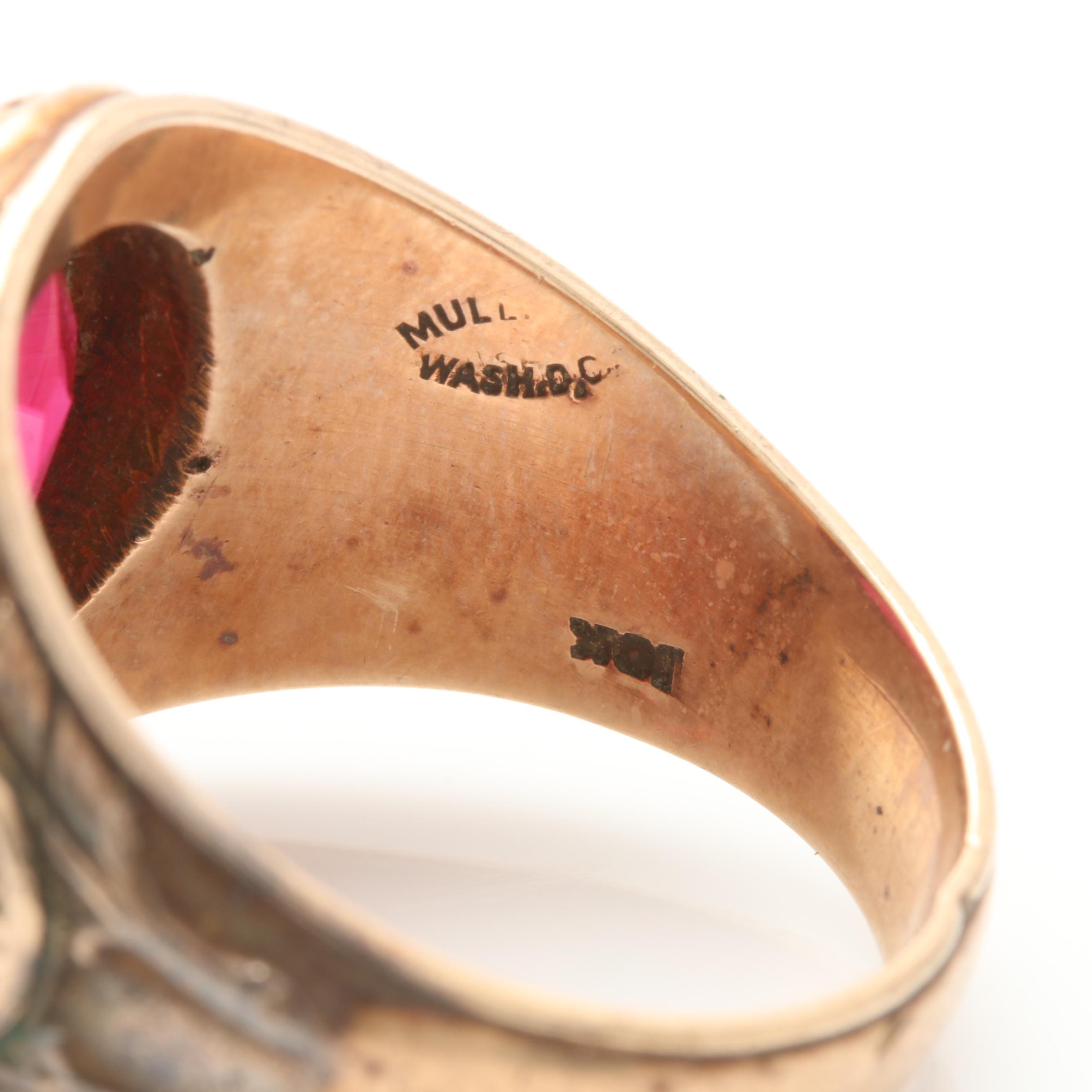 1931 Episcopal High School 10K Gold Class Ring with Synthetic Ruby