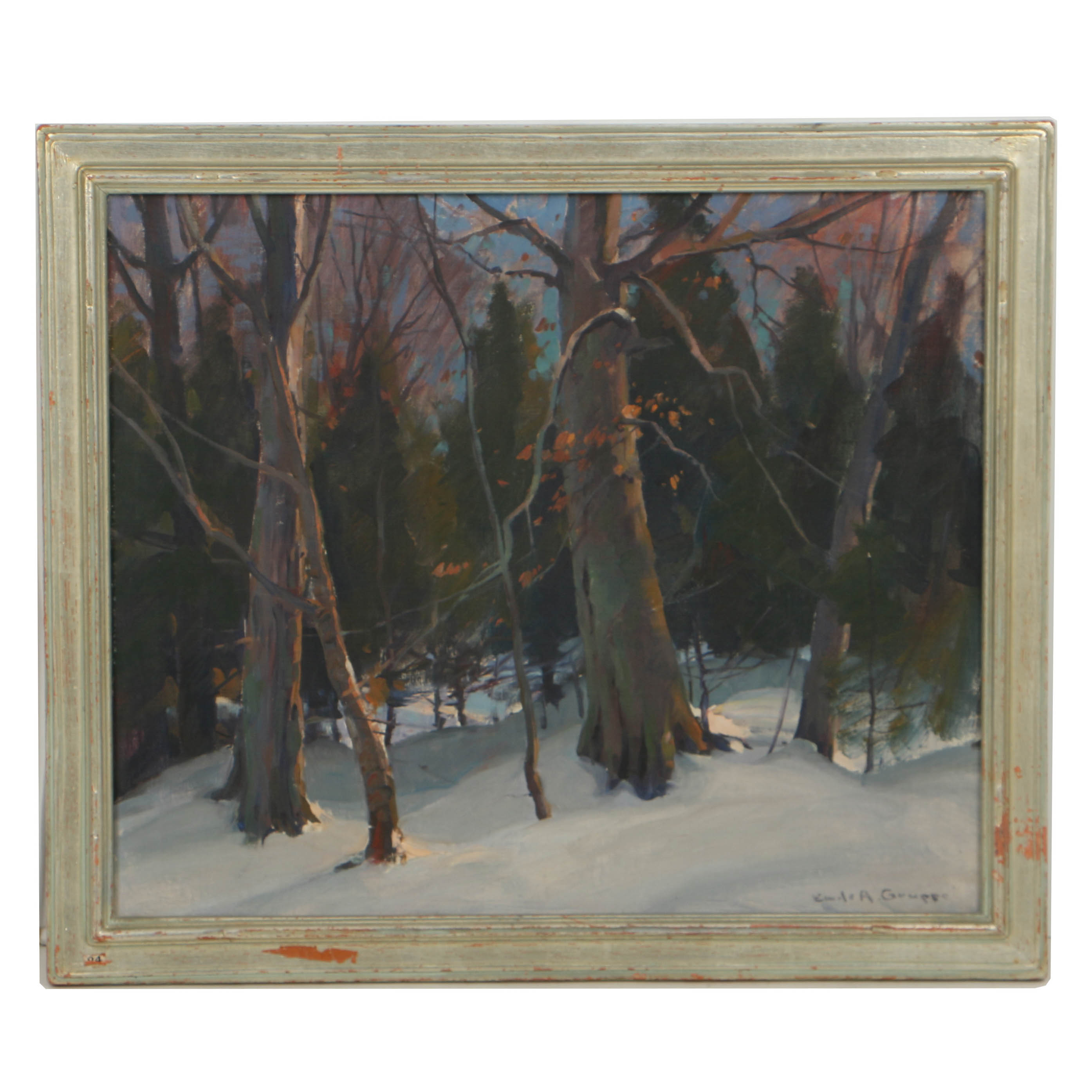 Emile Albert Gruppé Oil Painting on Canvas "Vermont Wood Interior"