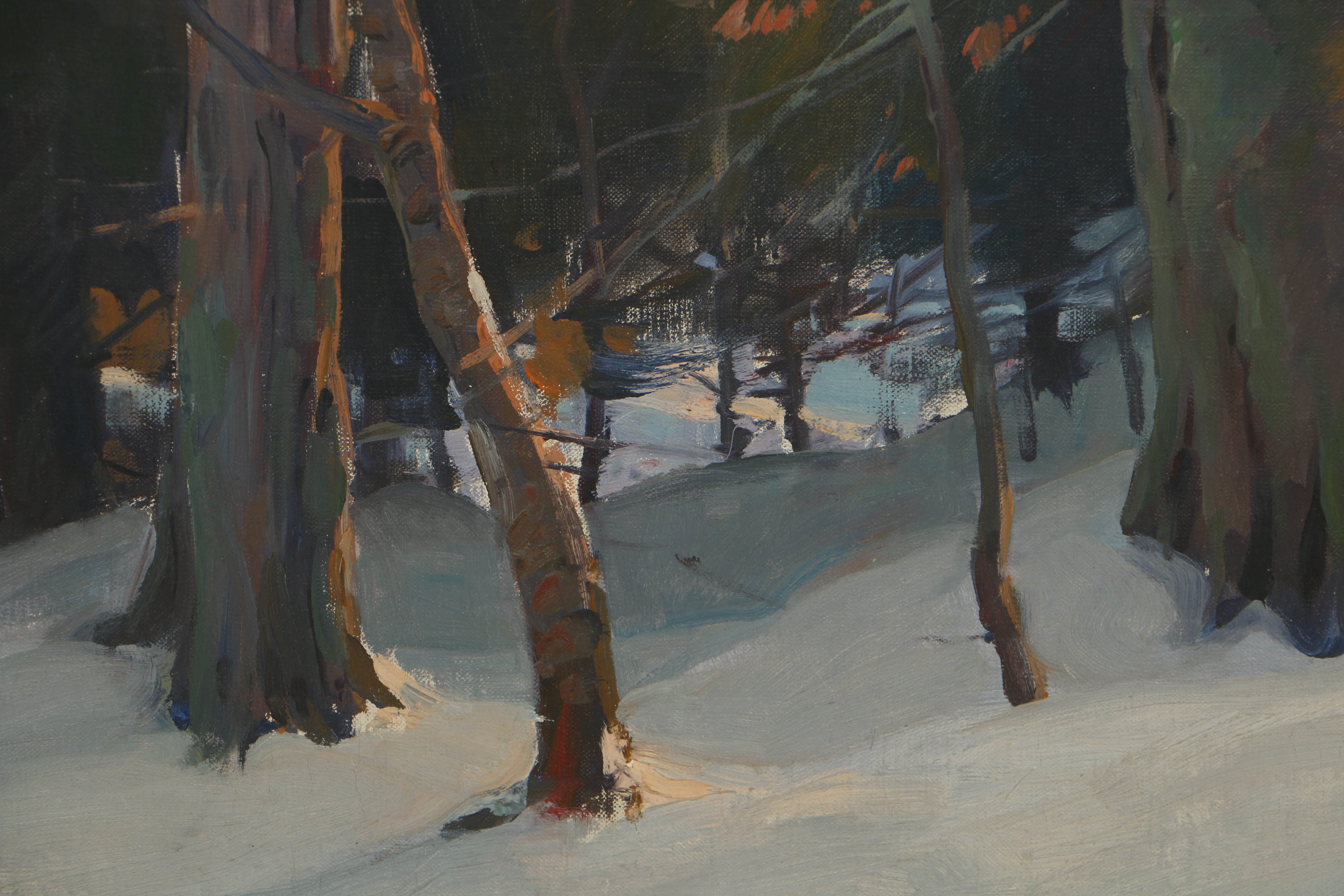 Emile Albert Gruppé Oil Painting on Canvas "Vermont Wood Interior"