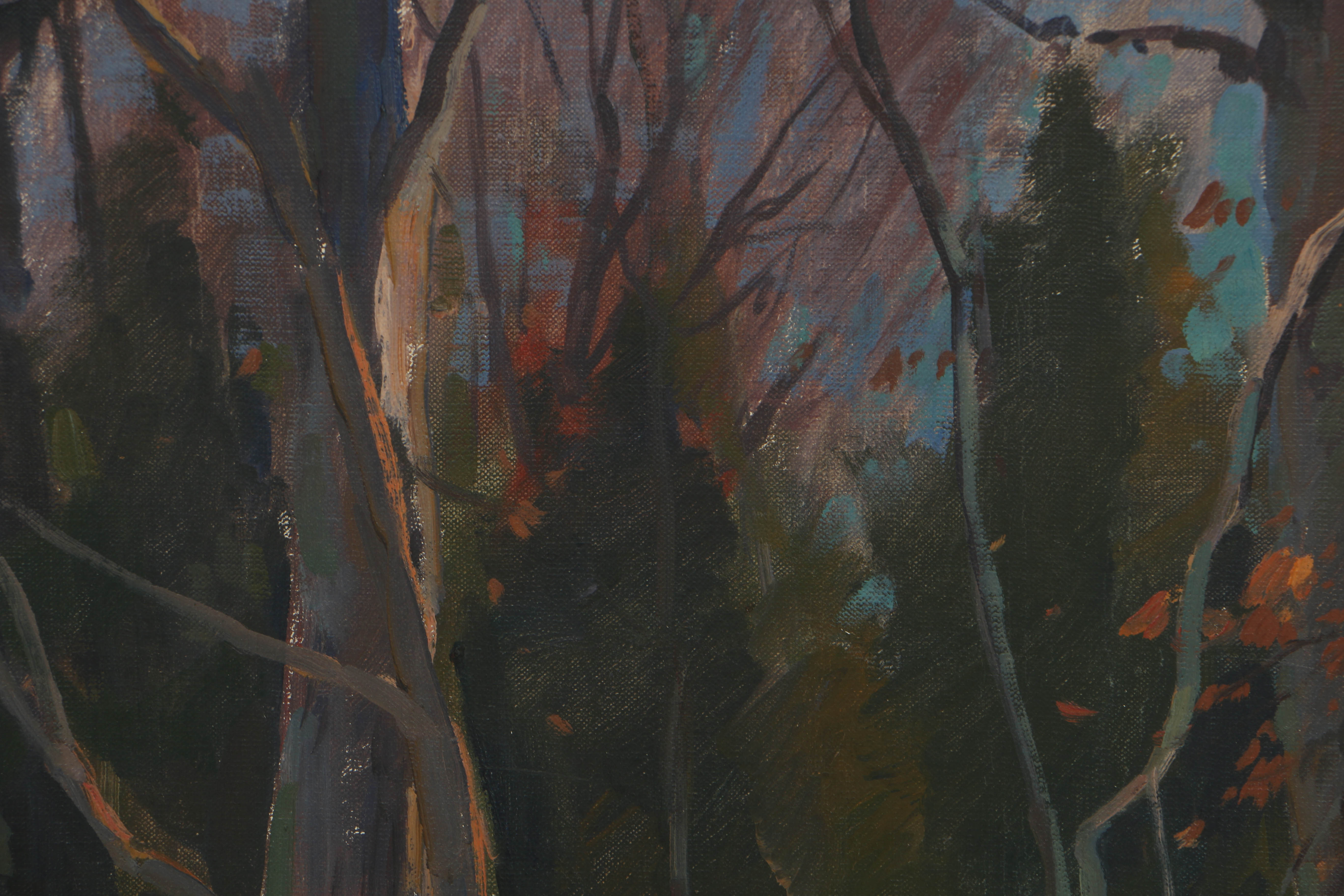Emile Albert Gruppé Oil Painting on Canvas "Vermont Wood Interior"