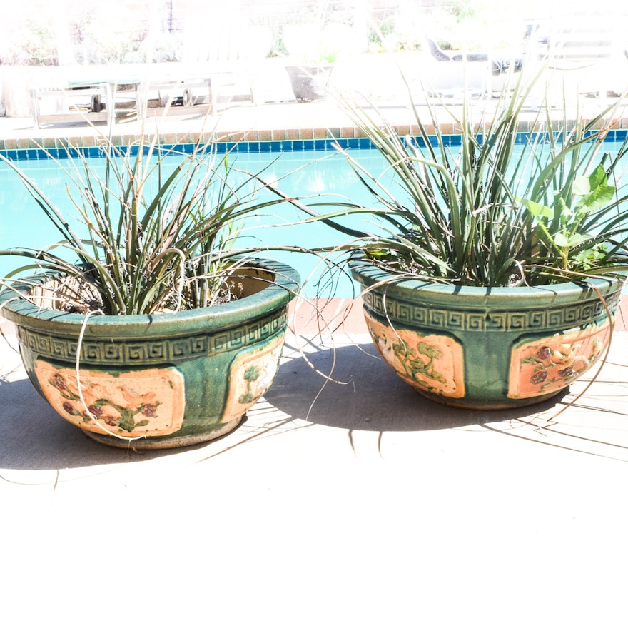 Pair of Asian Style Ceramic Planters