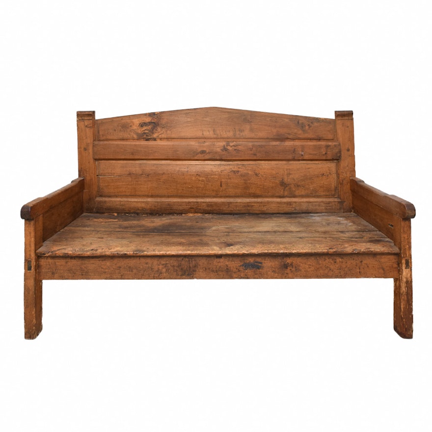 Antique Wood Settle Bench