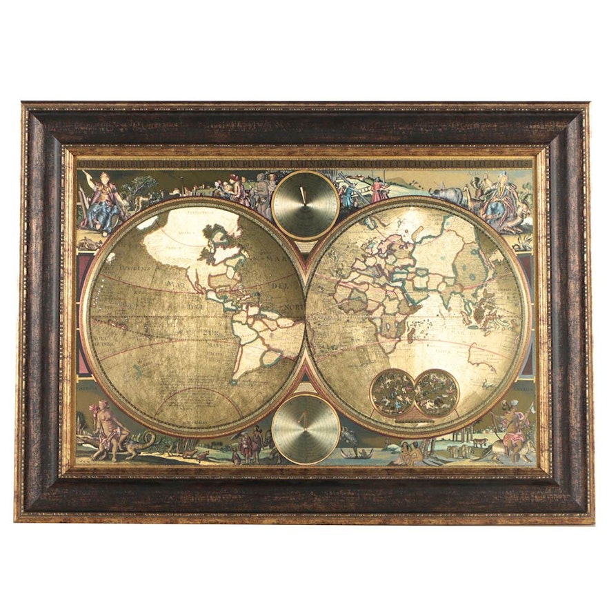 Reproduction Print of World Map on Foil