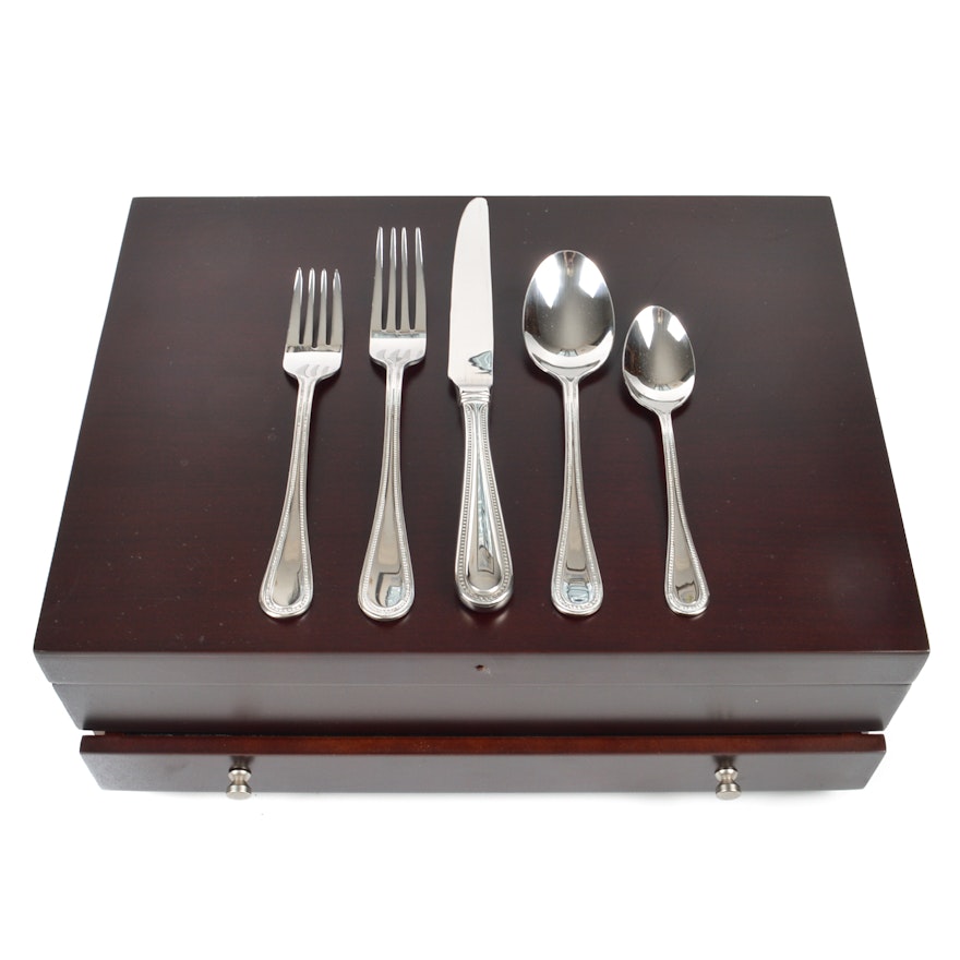 Wallace "Continental Bead" Stainless Steel Flatware for Twelve