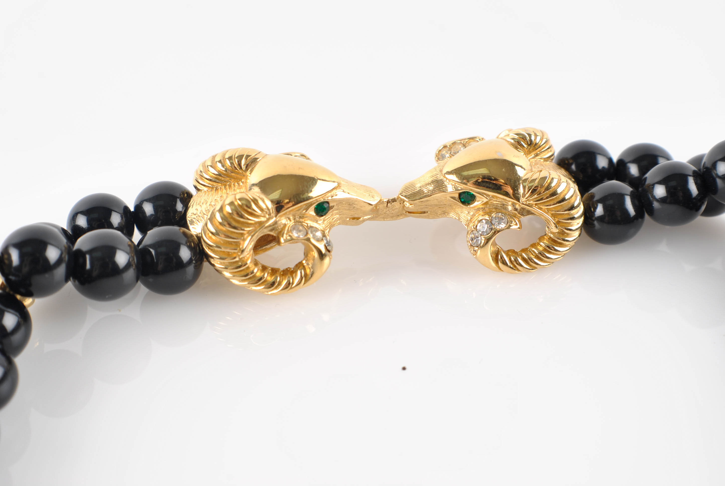 Vintage Signed Kenneth J Lane KJL Ram Doublestrand Necklace