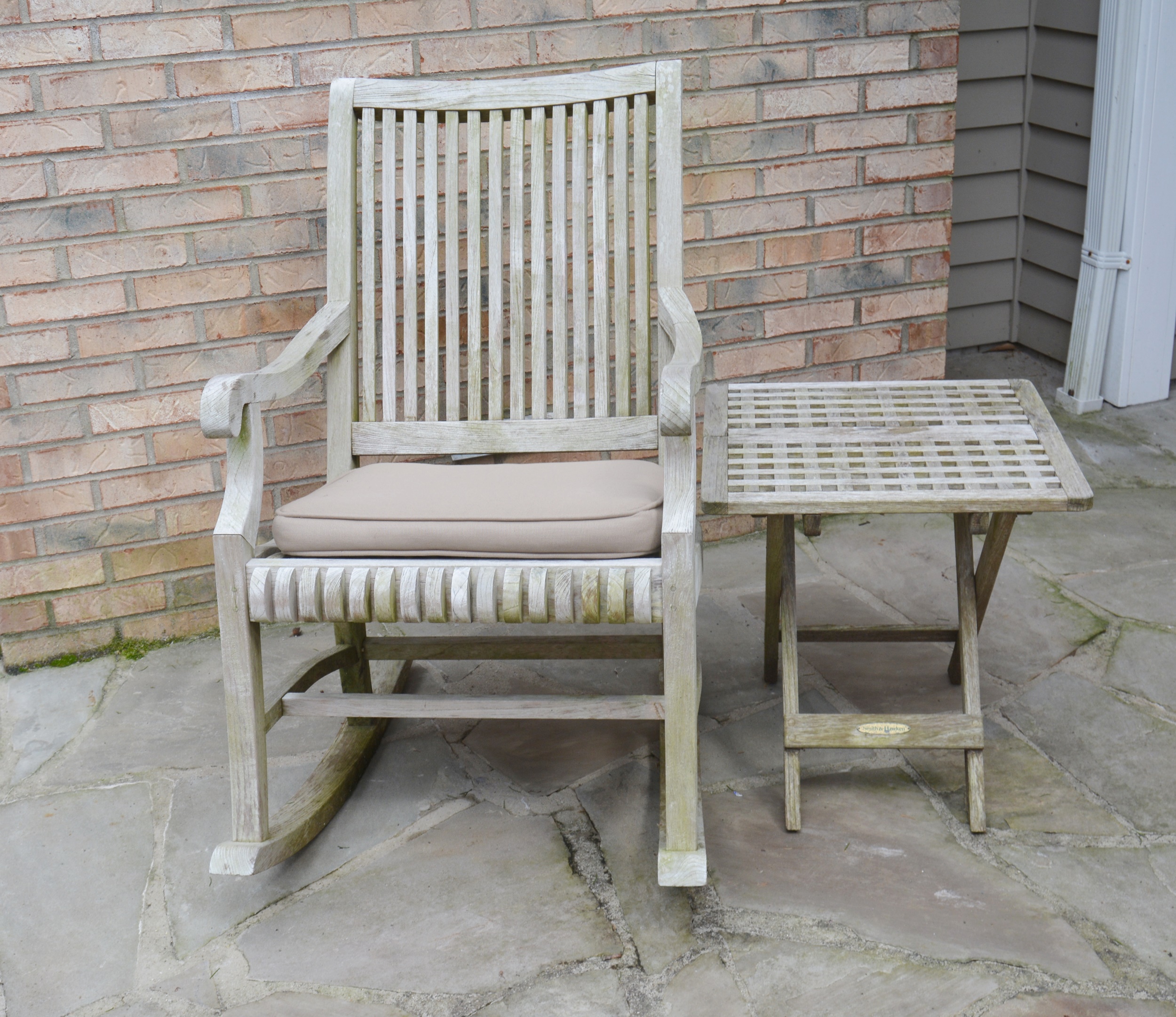 Smith & Hawken Teak Rocker and Side Table