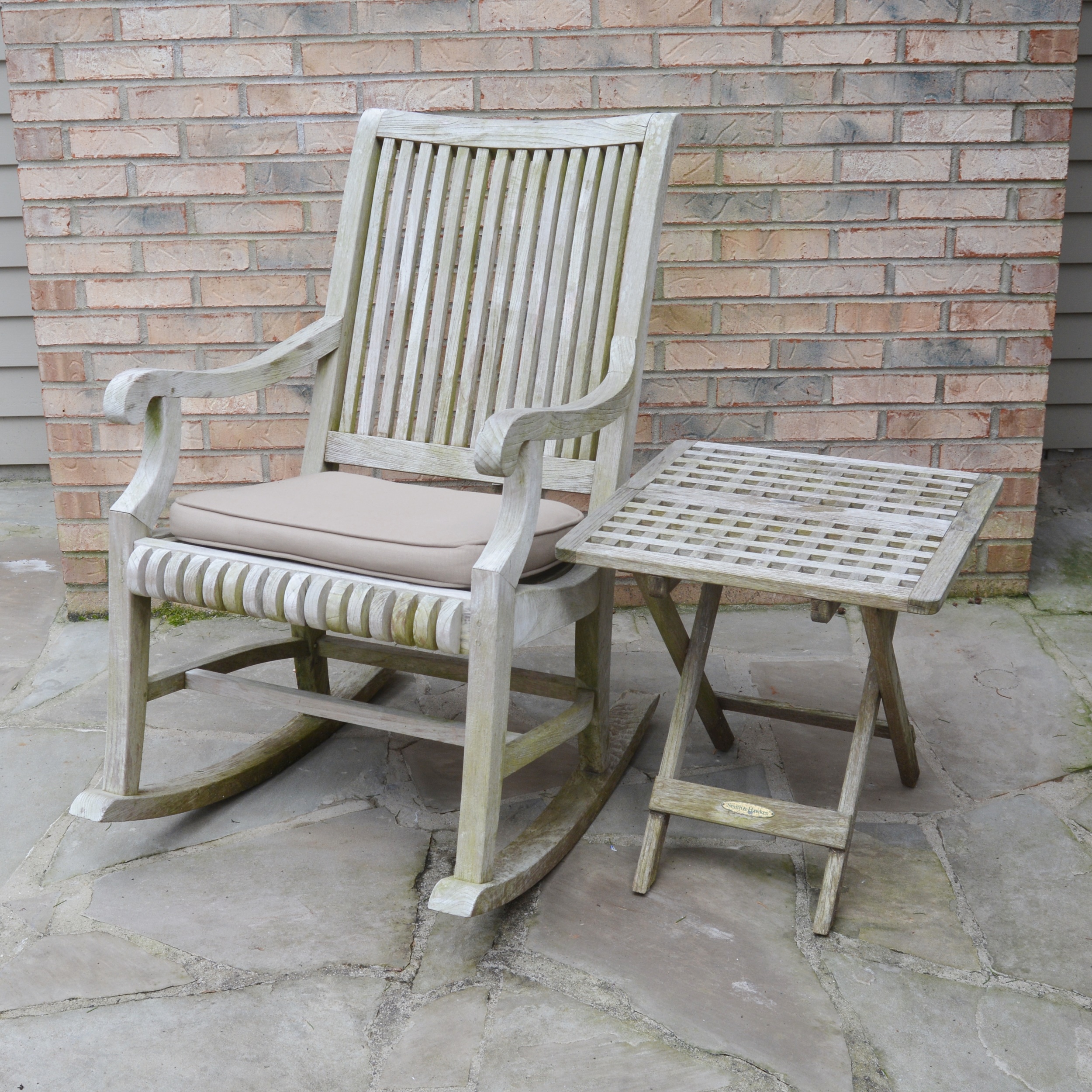 Smith & Hawken Teak Rocker and Side Table