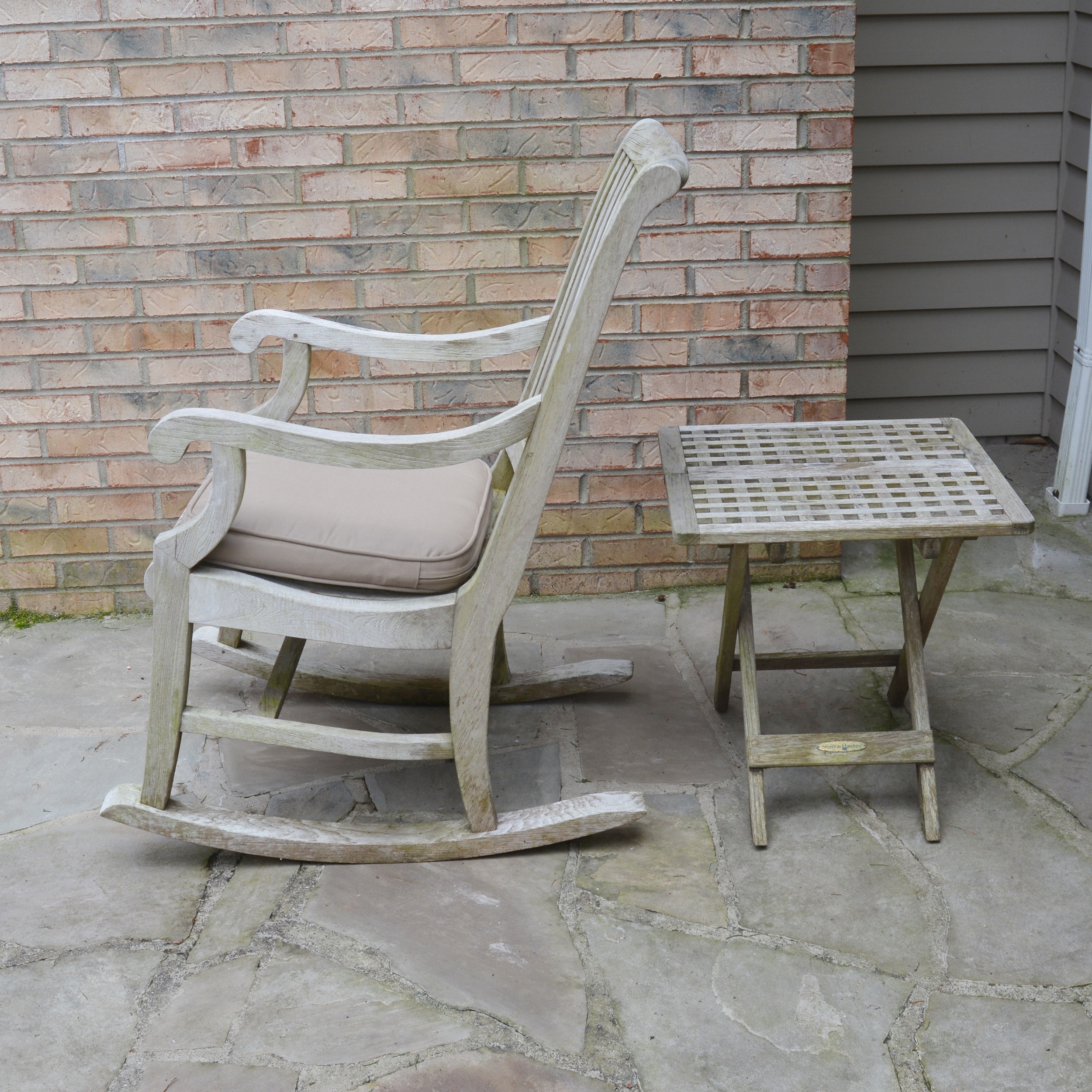 Smith & Hawken Teak Rocker and Side Table