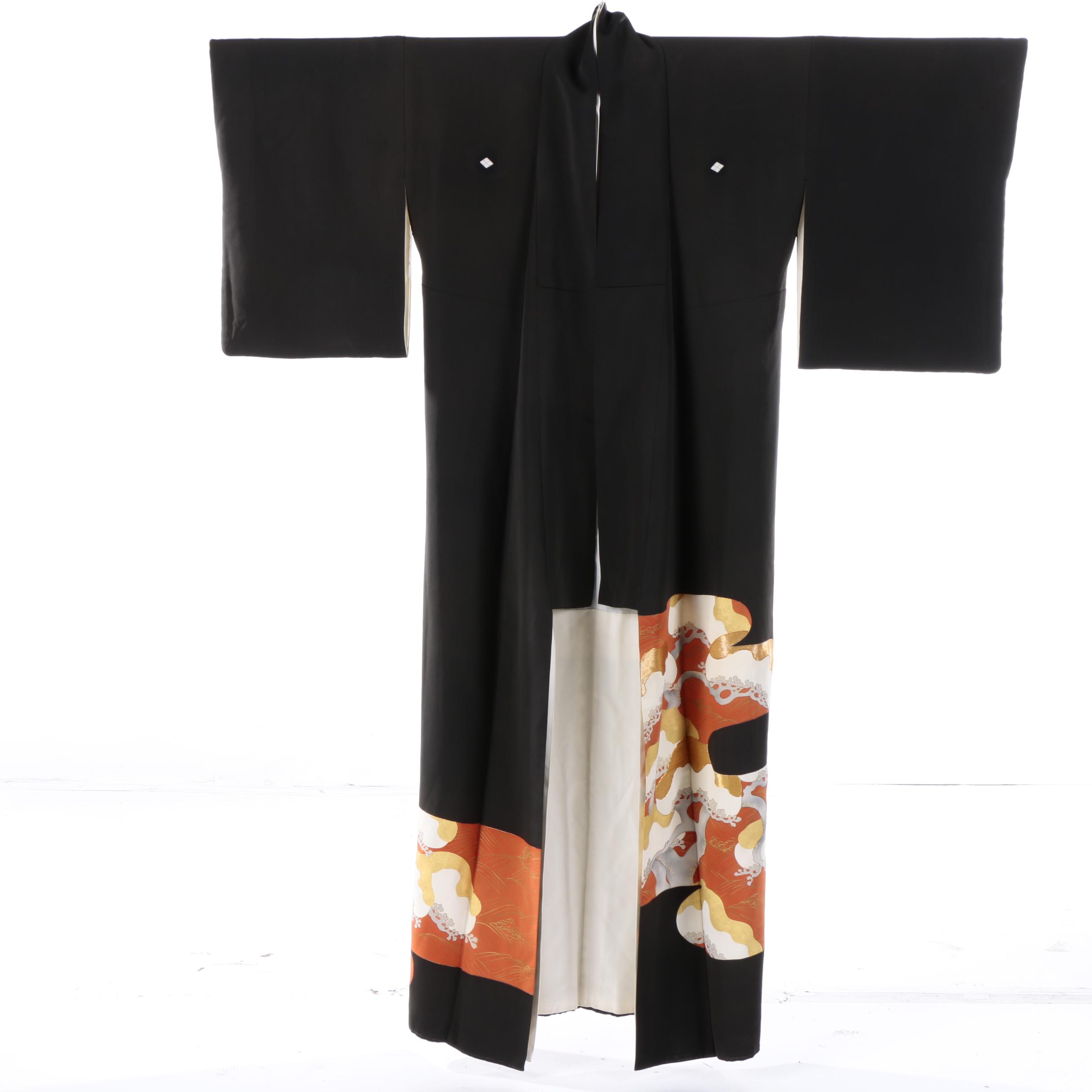 Vintage Japanese Silk Crepe Kimono