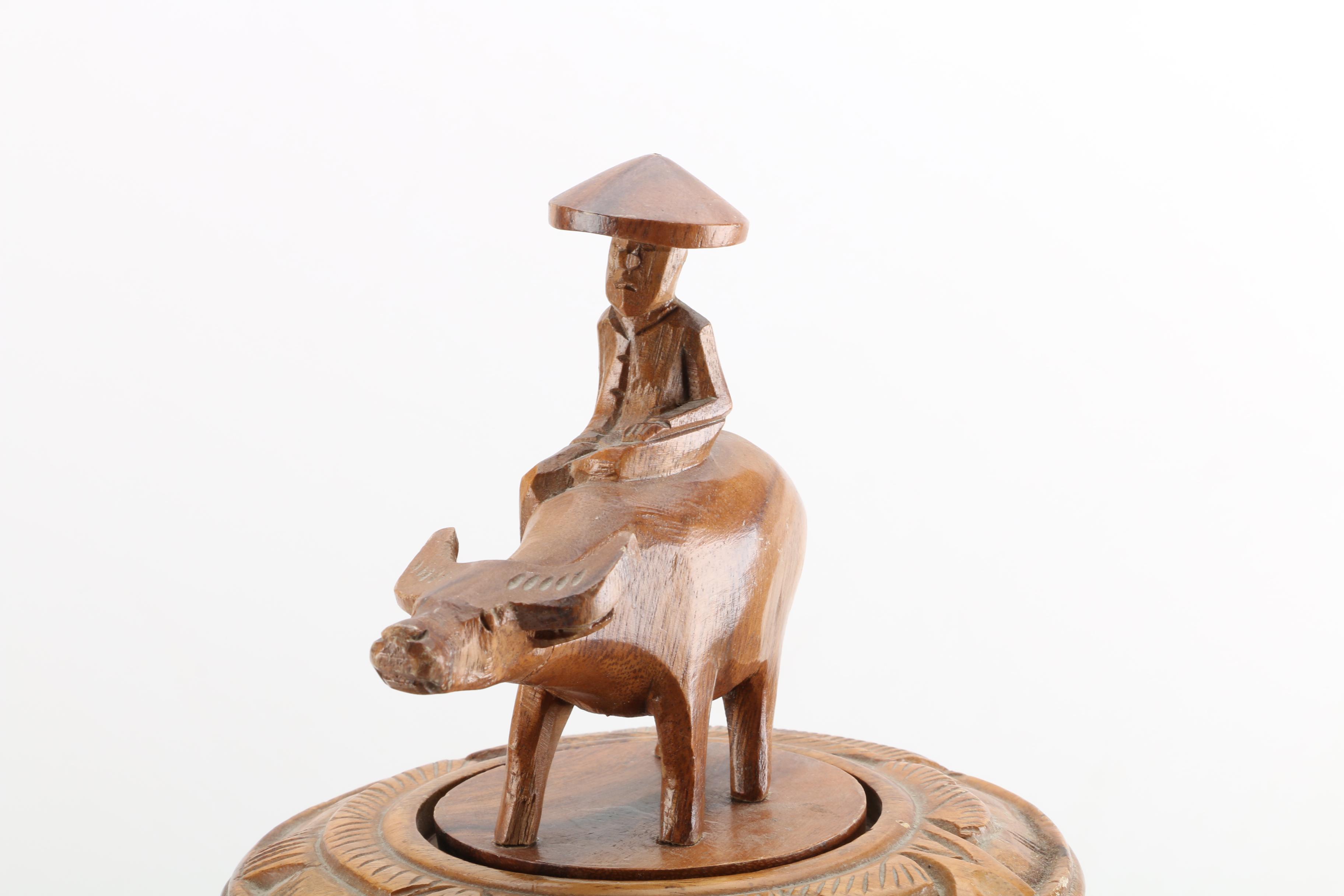 Vintage Carved Monkey Pod Lazy Susan