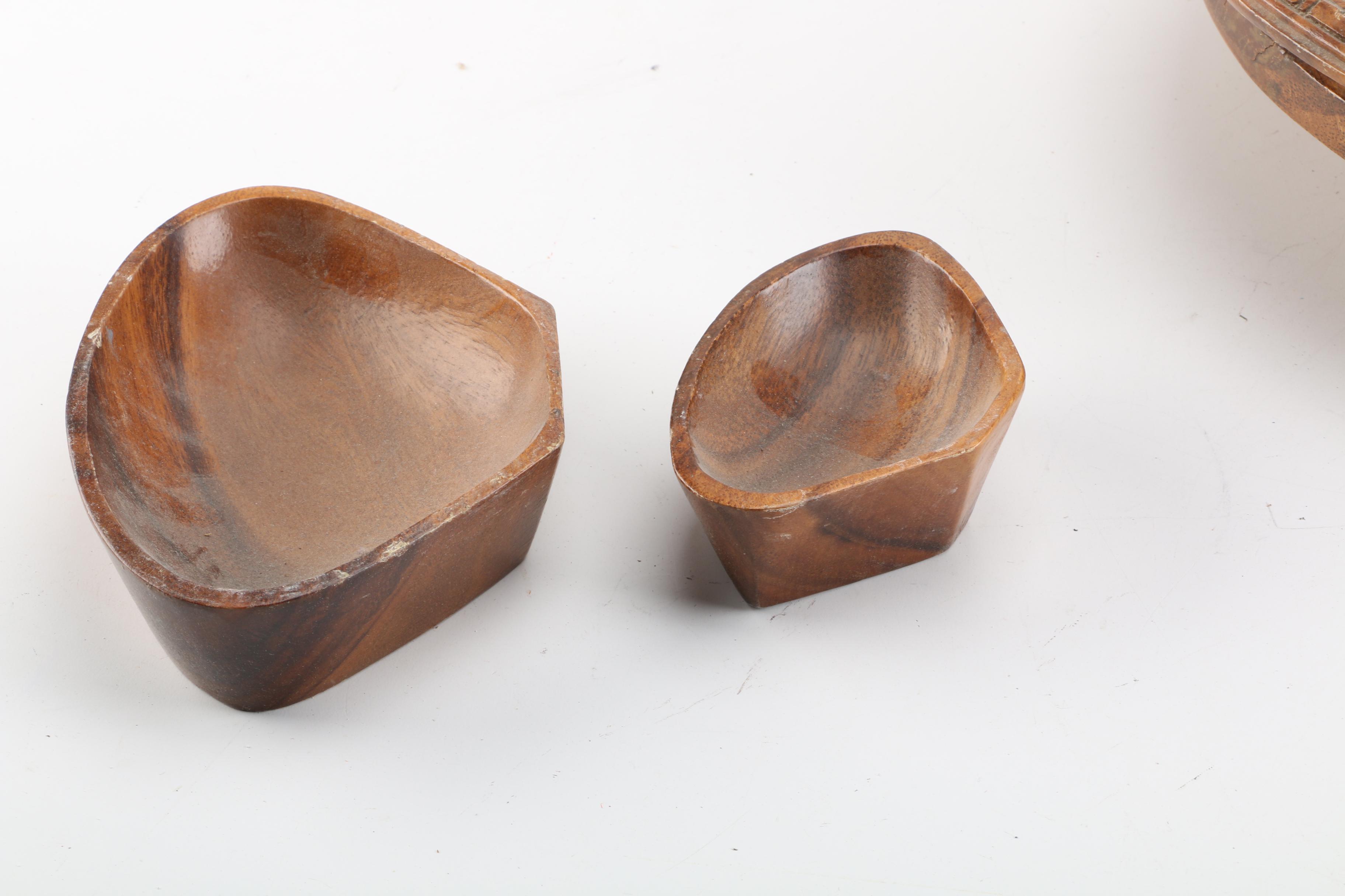 Vintage Carved Monkey Pod Lazy Susan