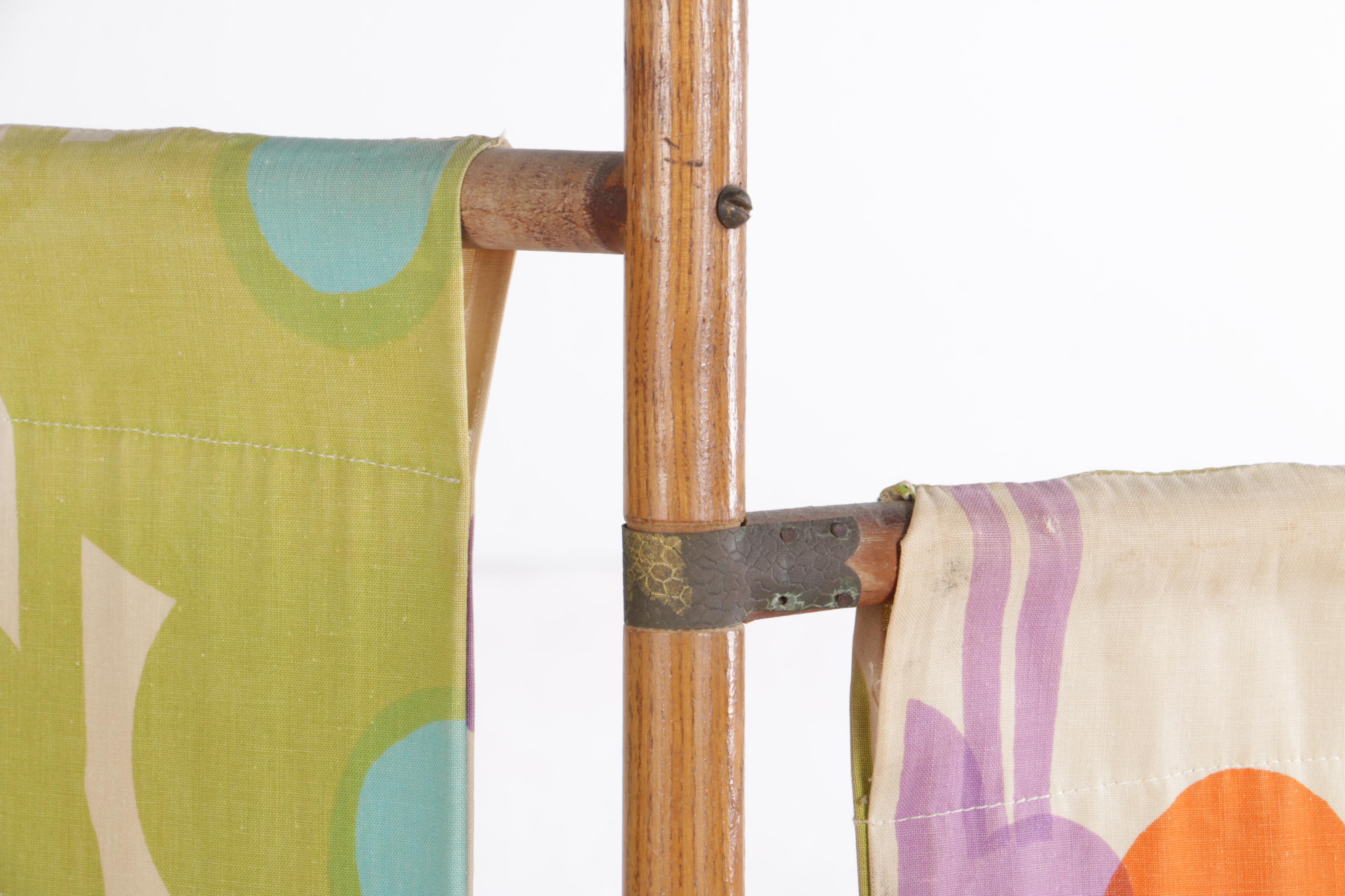 Mod Style Fabric and Wood Privacy Screen