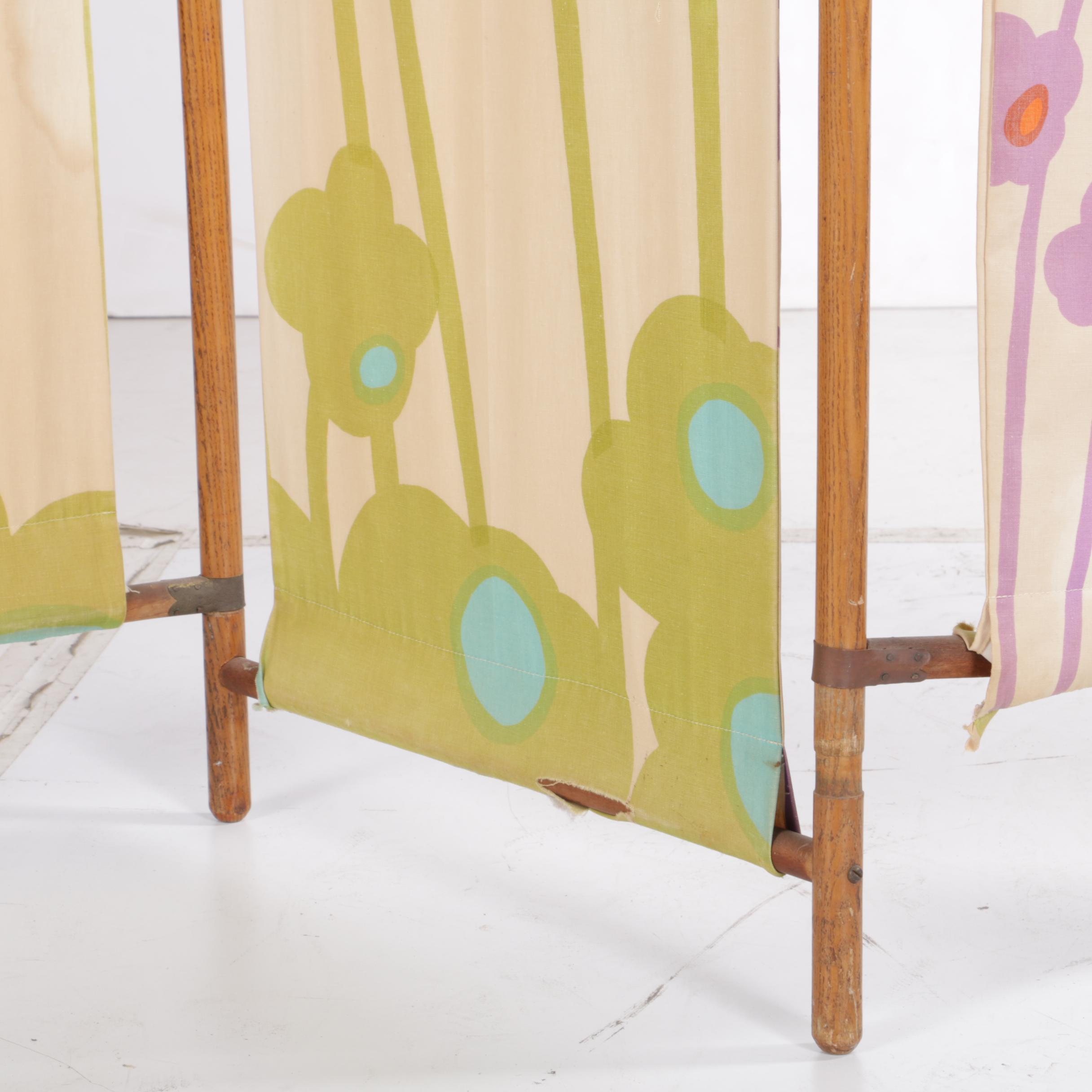 Mod Style Fabric and Wood Privacy Screen
