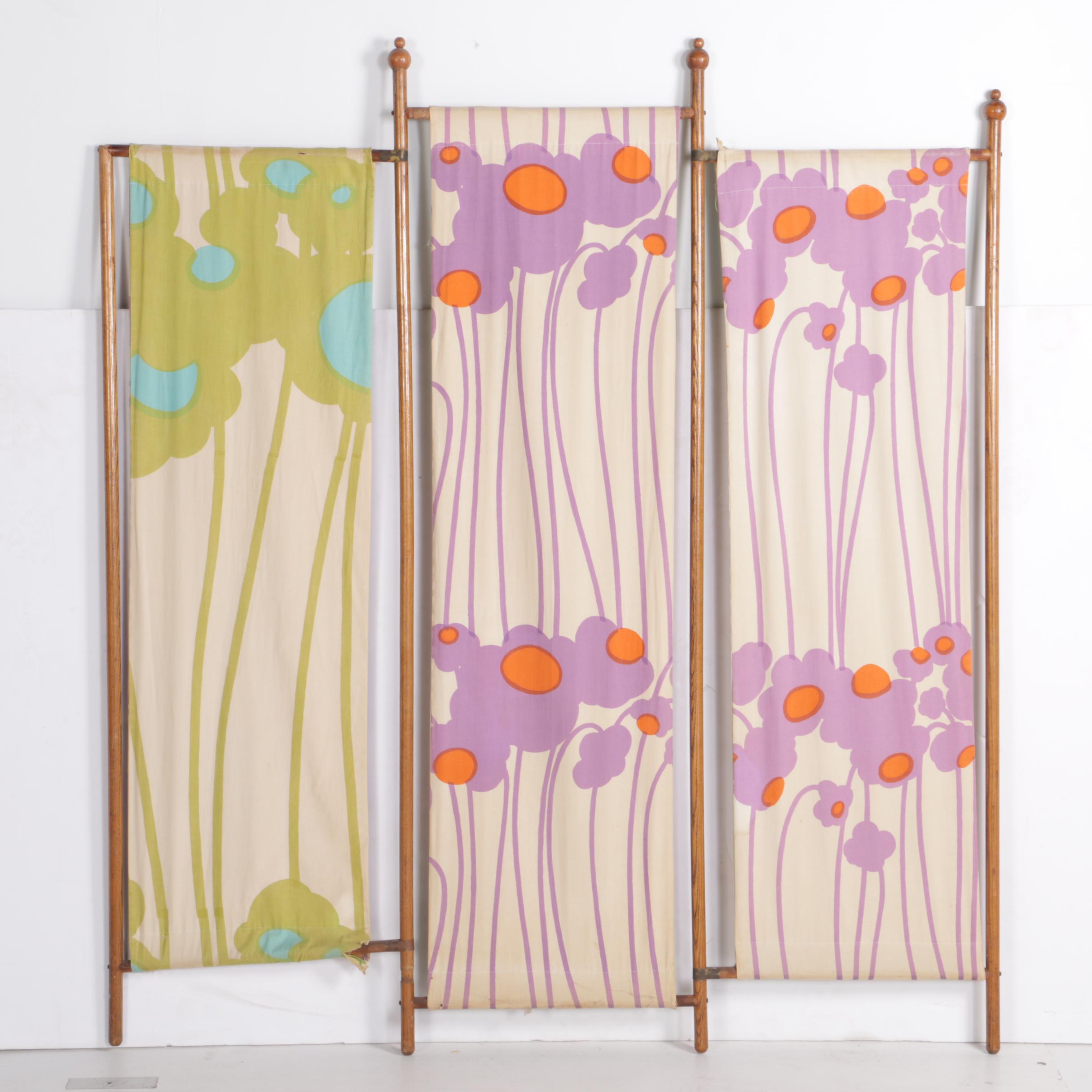 Mod Style Fabric and Wood Privacy Screen