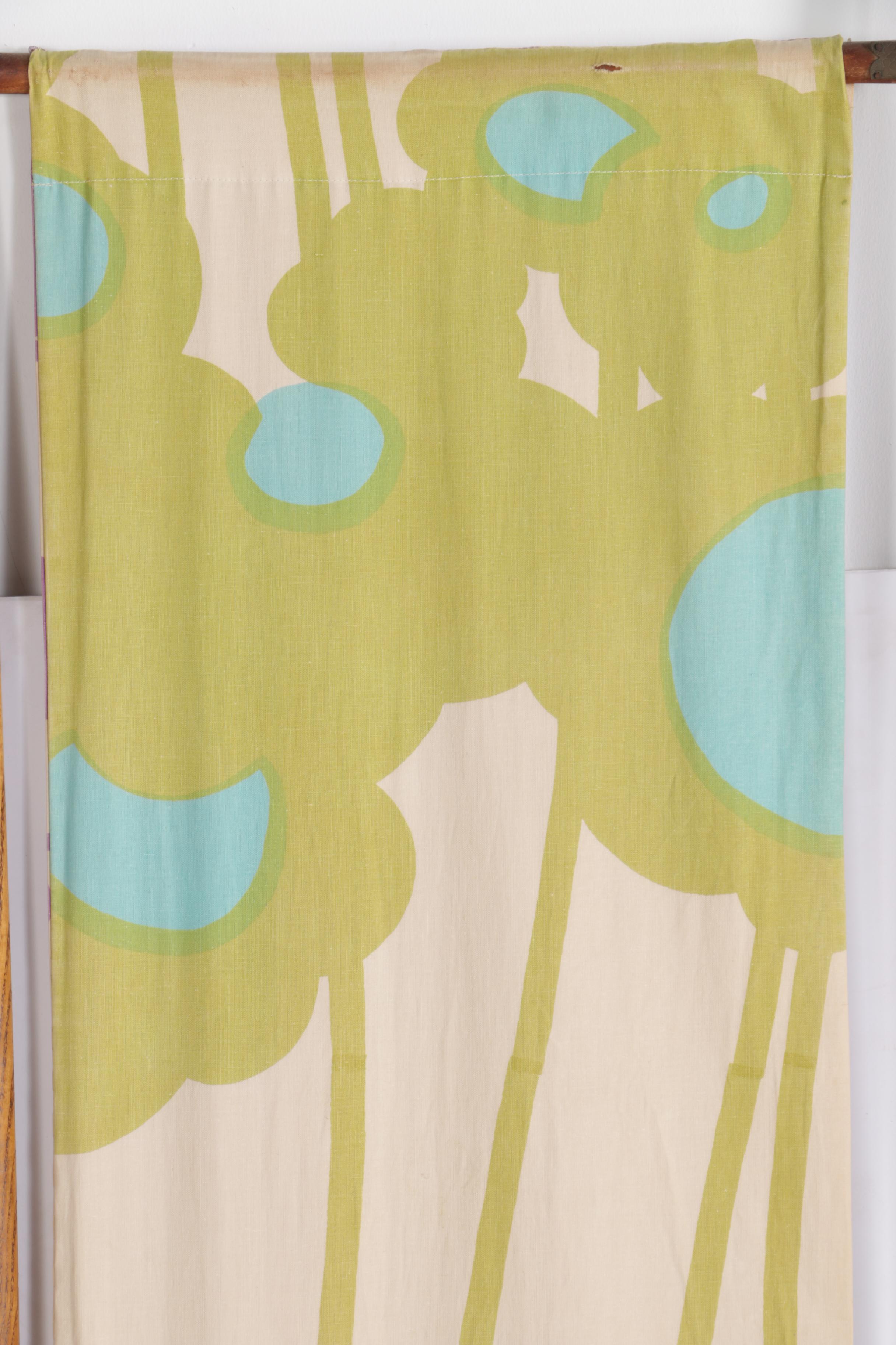 Mod Style Fabric and Wood Privacy Screen