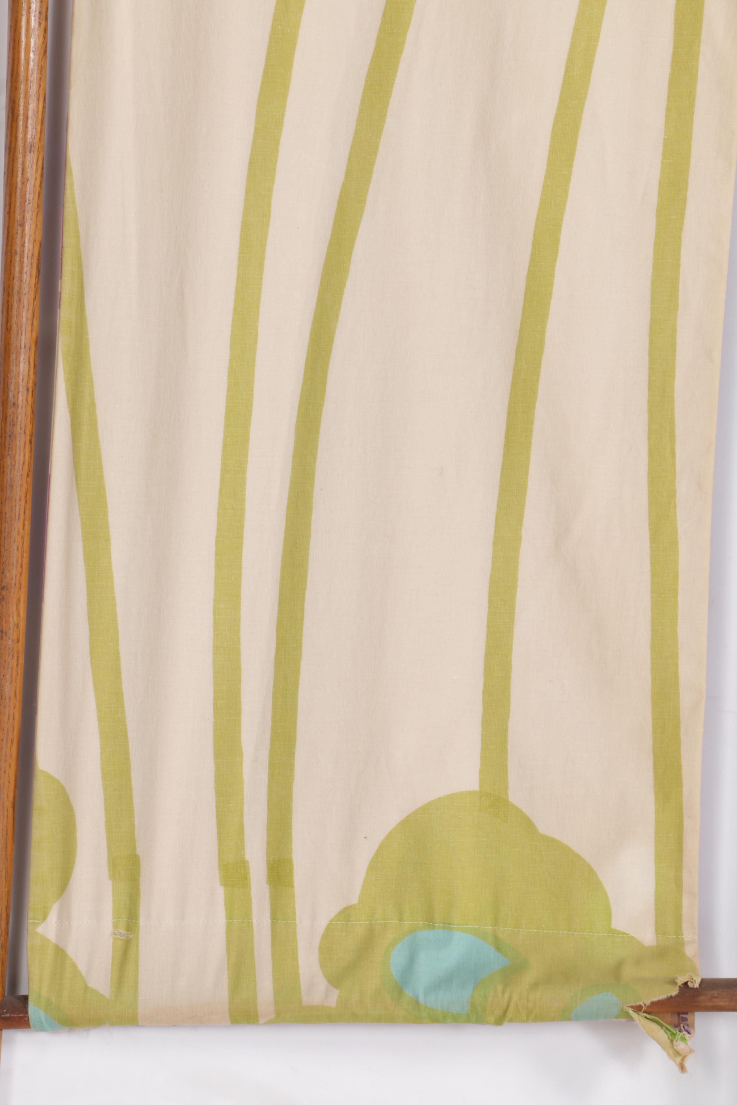 Mod Style Fabric and Wood Privacy Screen