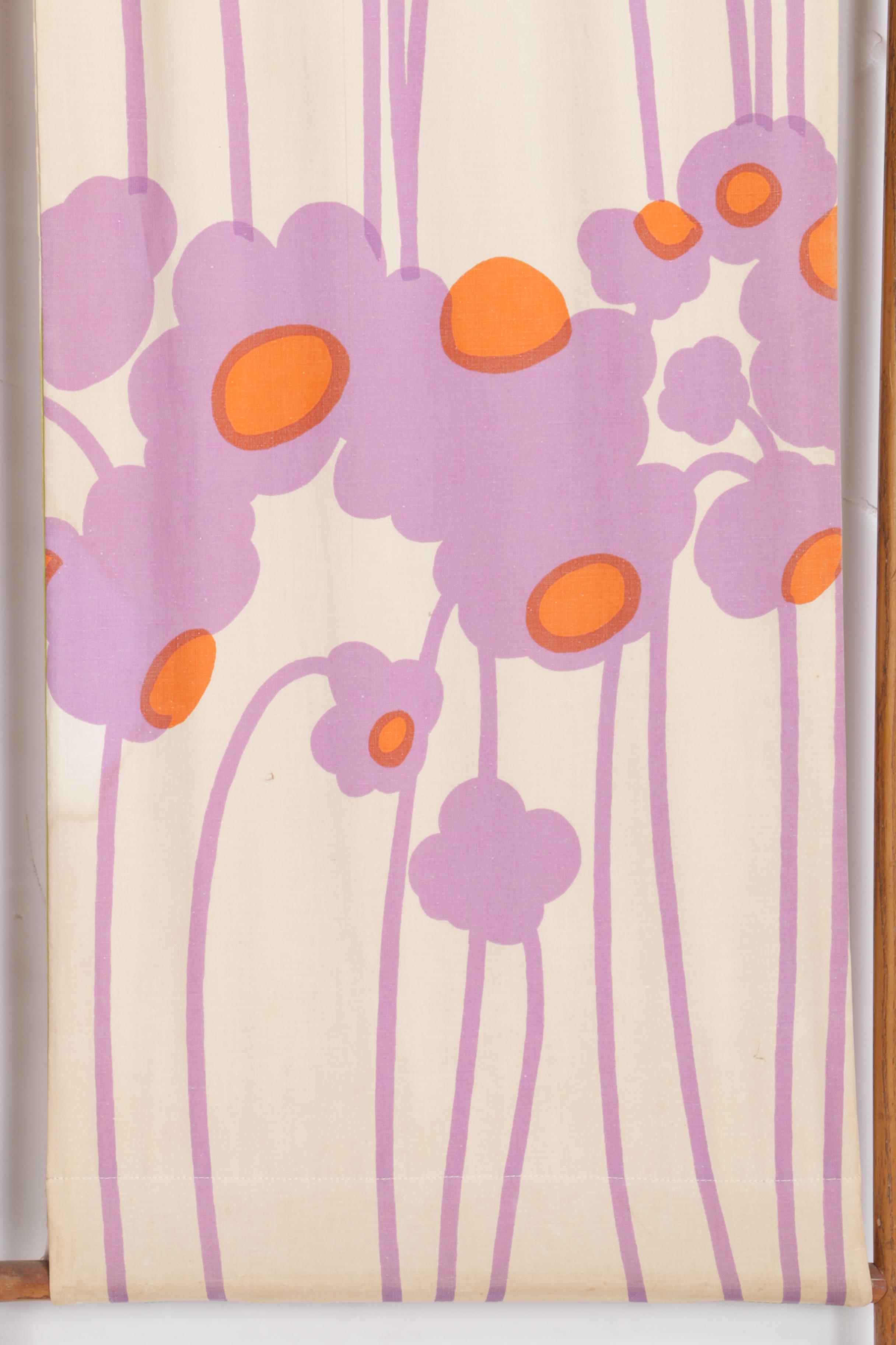 Mod Style Fabric and Wood Privacy Screen