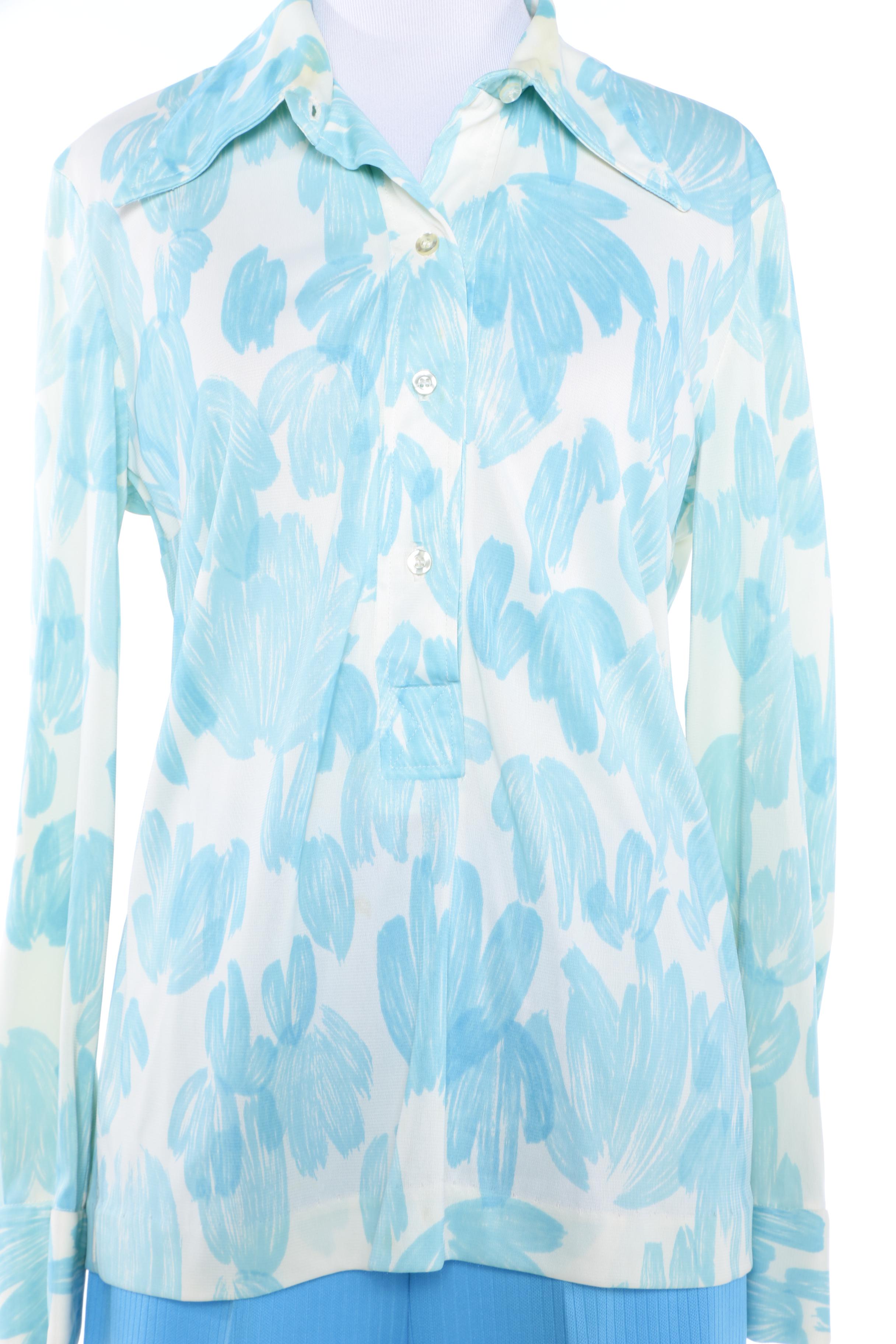 Circa 1970s Vintage Blue Polyester and Wool Suits Including Saks Fifth Avenue