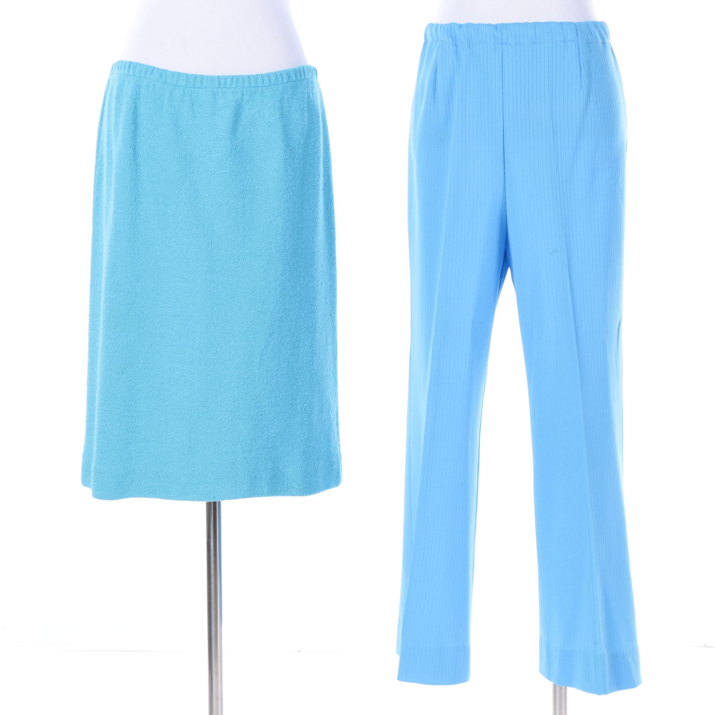 Circa 1970s Vintage Blue Polyester and Wool Suits Including Saks Fifth Avenue