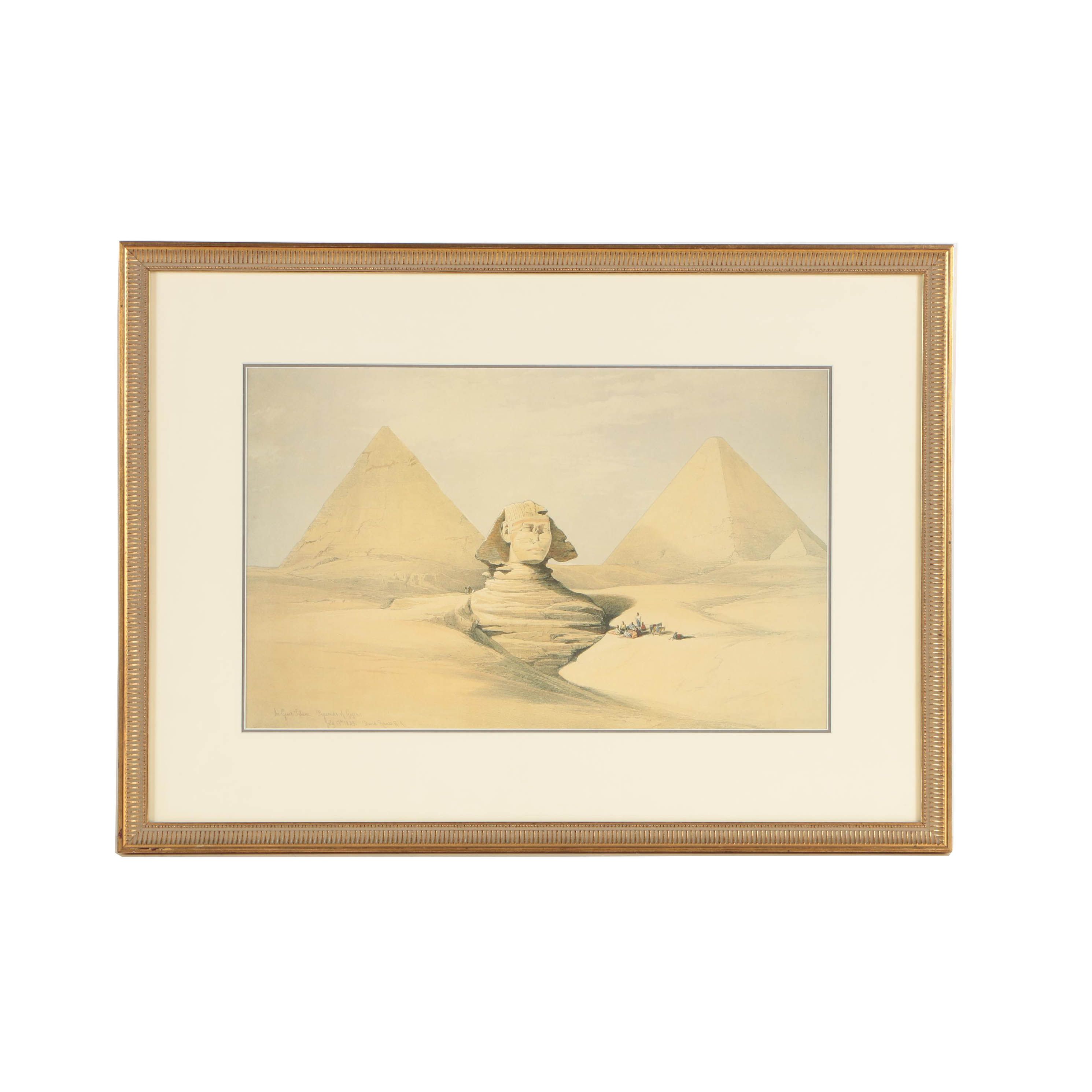 Offset Lithograph After David Roberts "The Great Sphinx - Pyramids of Gizeh"