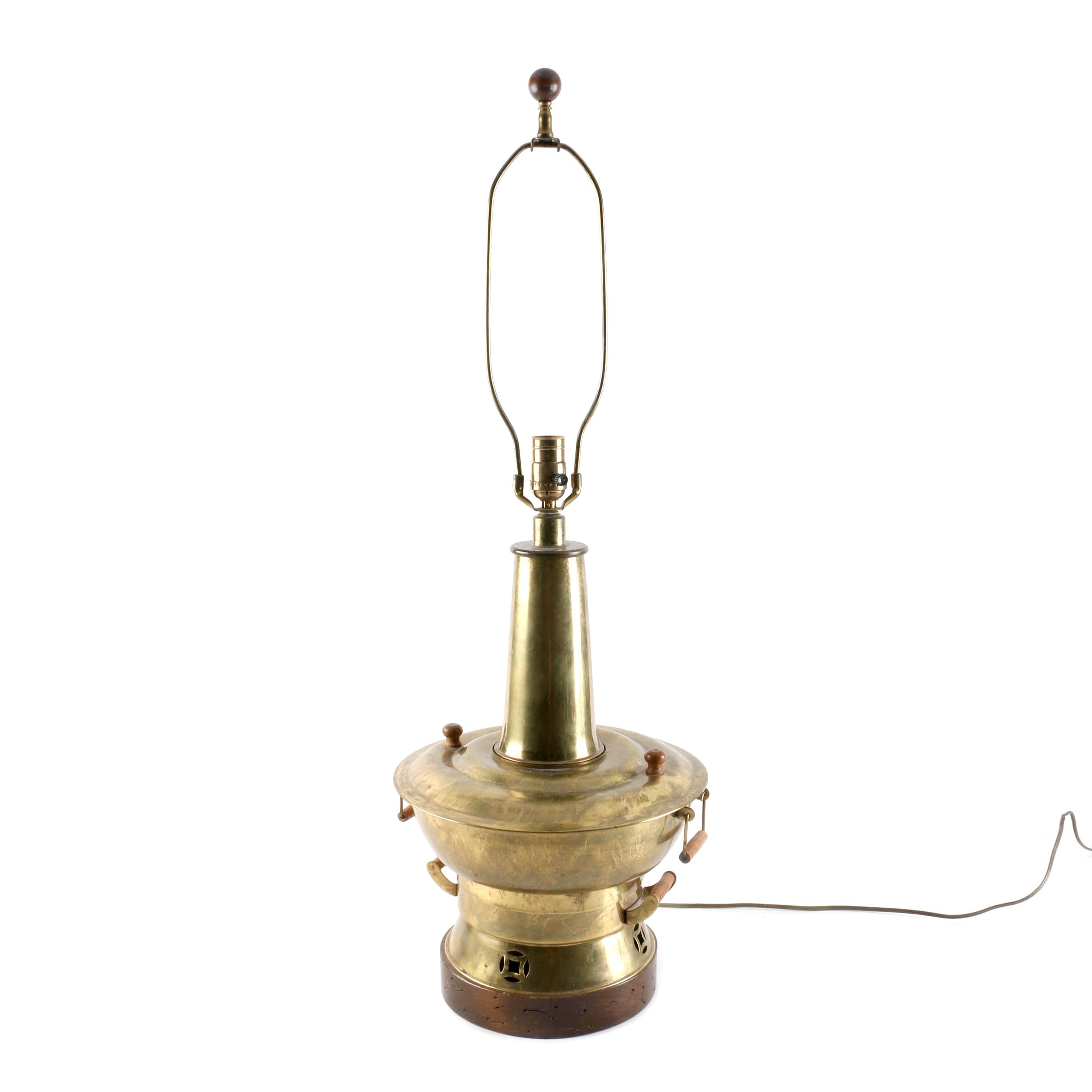 Brass Repurposed Chafing Dish Lamp