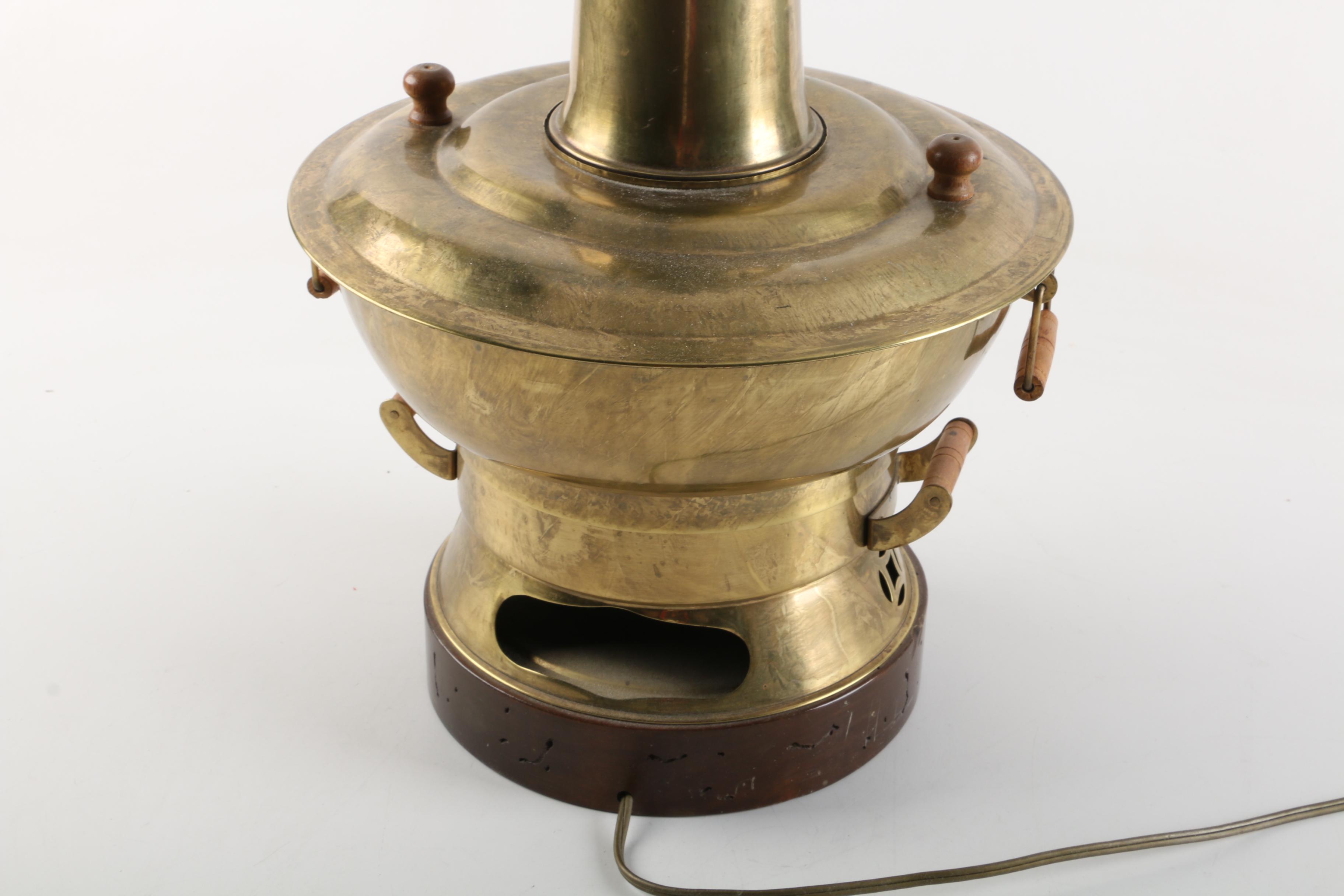 Brass Repurposed Chafing Dish Lamp