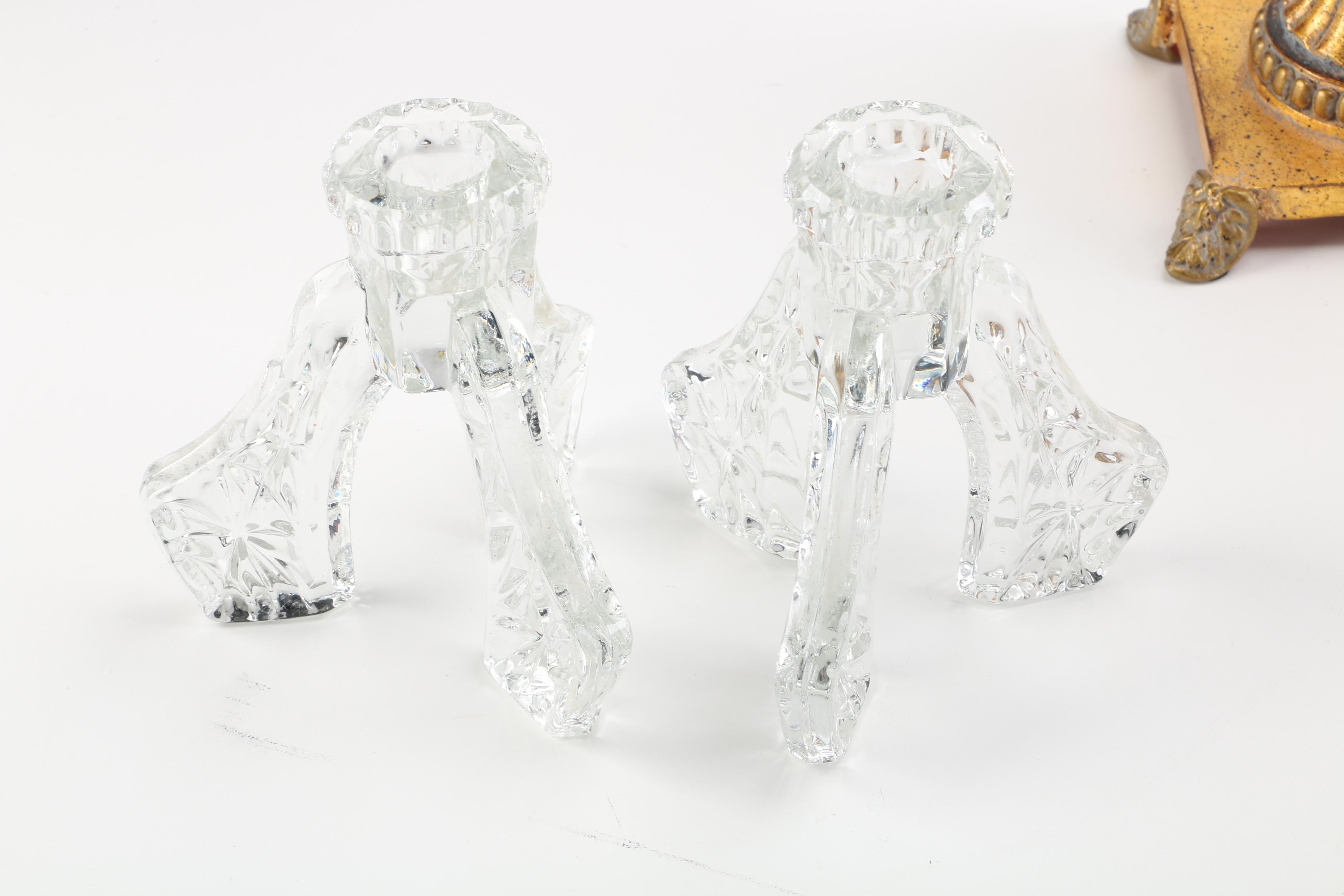 Blenko-Style "Ice Cube" Candle Holders and More