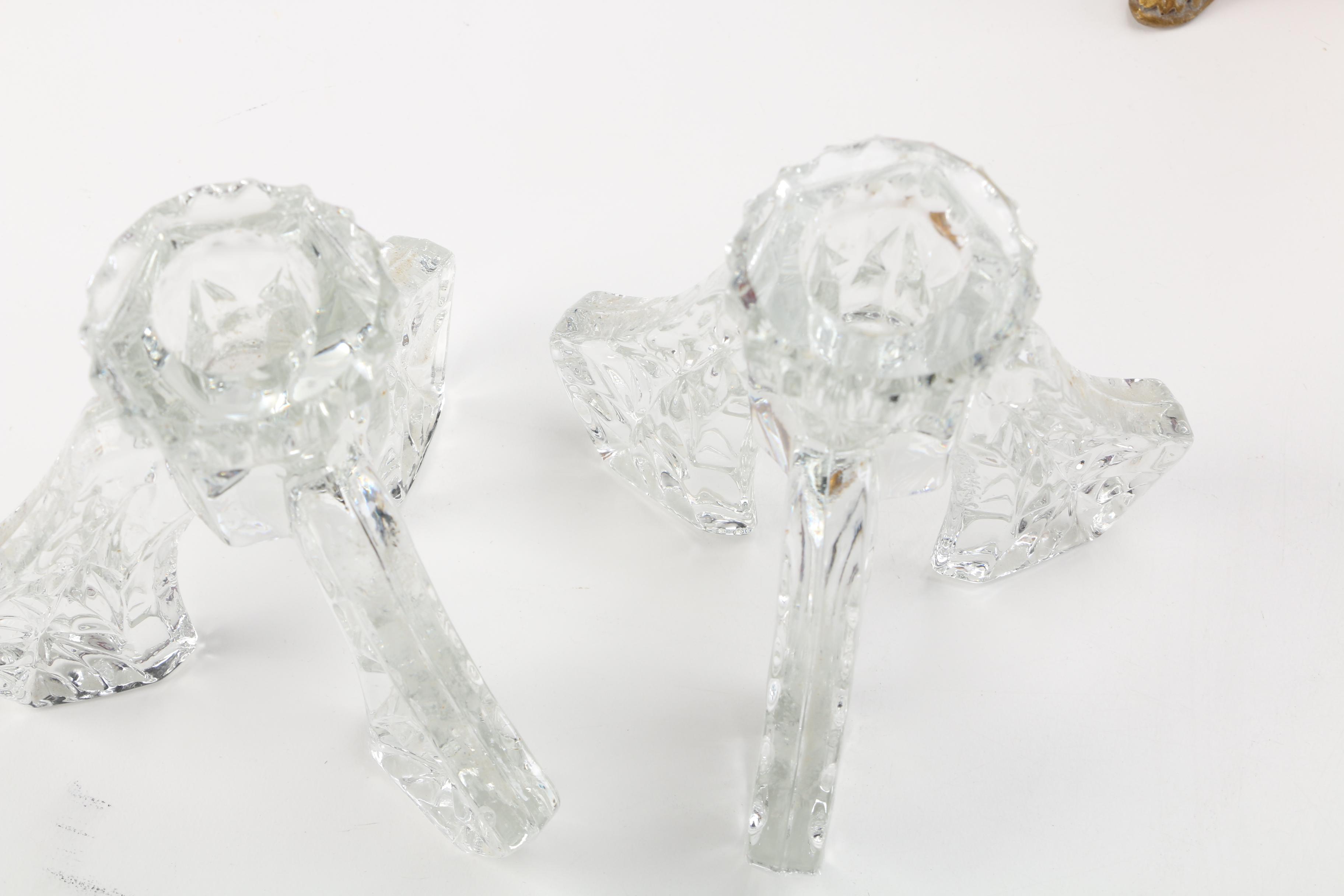 Blenko-Style "Ice Cube" Candle Holders and More
